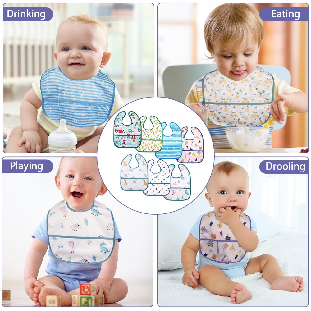 Detalle 2 de Aolso Lätzchen Baby Wasserdicht – 7er-Set Bandana-Lätzchen mit Großtasche, waschbar