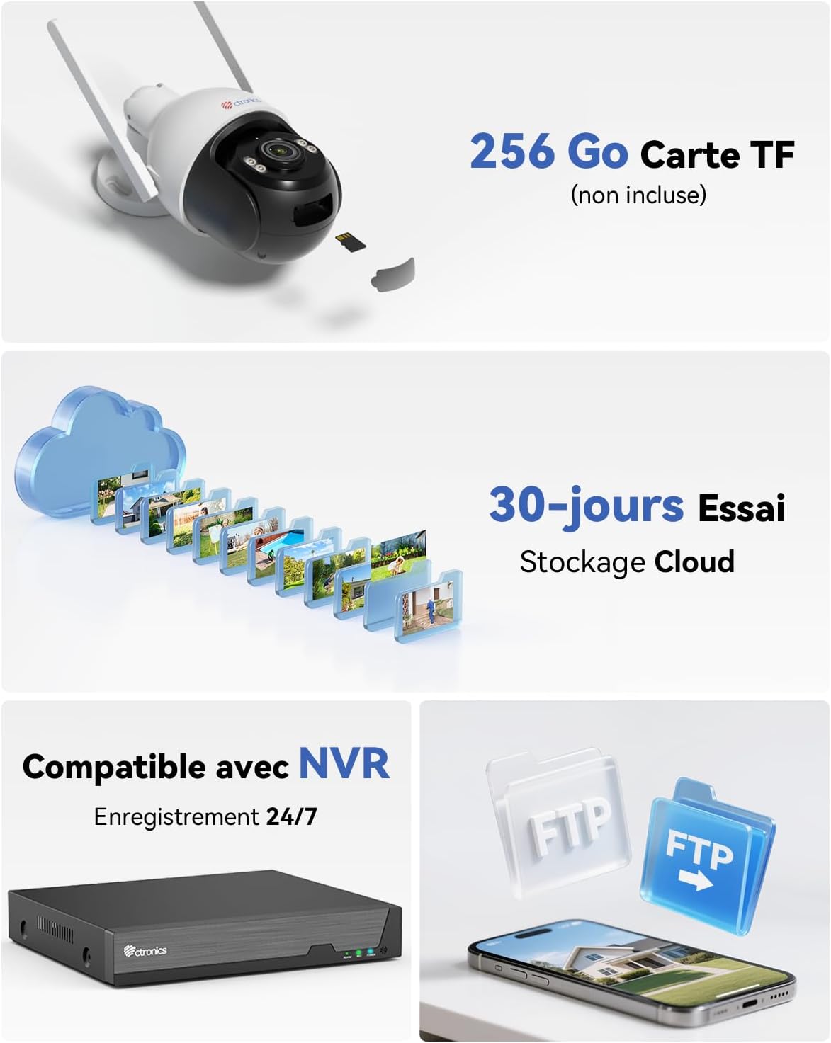 Thumbnail 5 de Ctronics caméra surveillance 4K 8MP Extérieure WiFi IP66