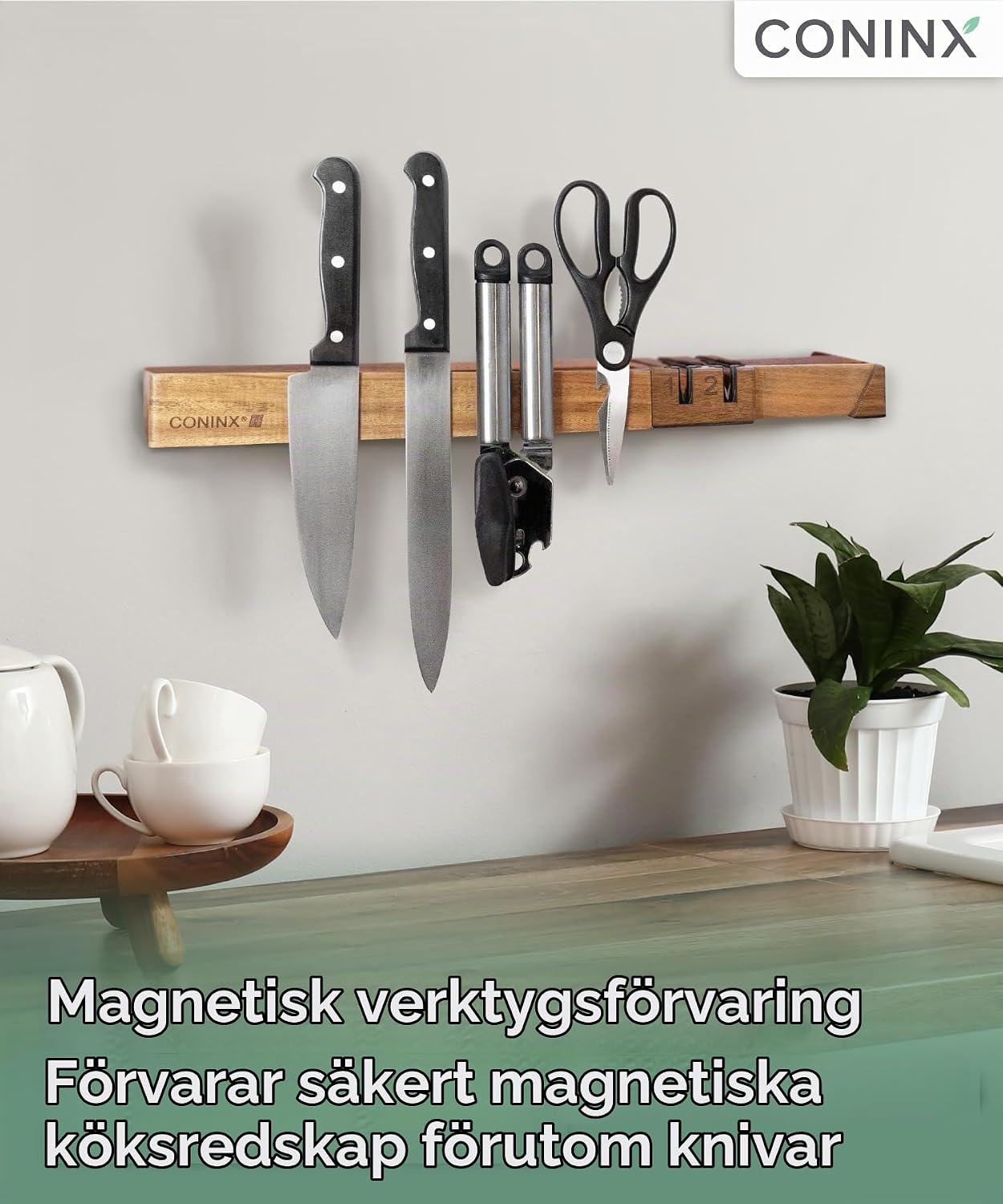 Thumbnail 6 de Coninx Barres-Couteaux magnetisk knivlist 48 cm i akaciaträ med knivslip