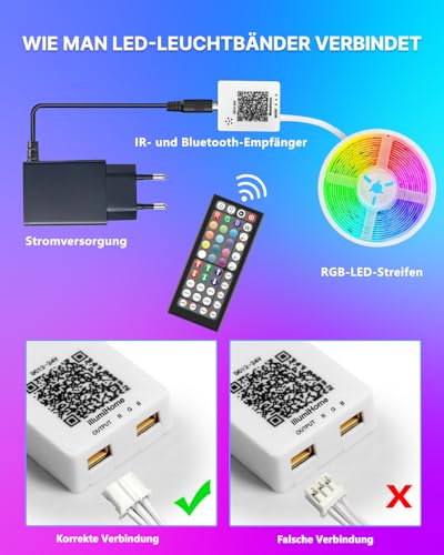 Thumbnail 6 de Mexllex Ruban LED 15M RGB – Bande LED Bluetooth, Télécommande IR et APP, éclairage décoratif performant