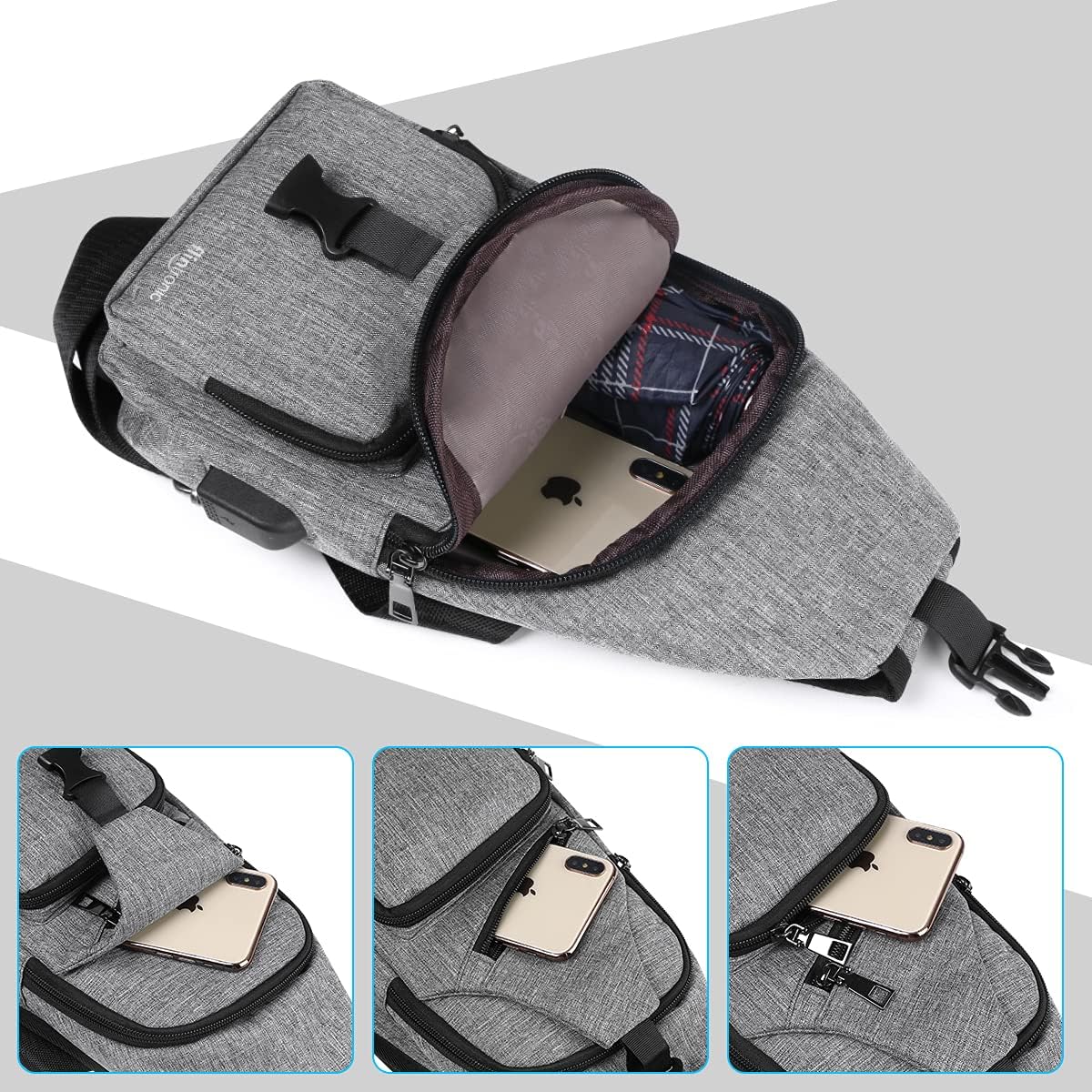 Detalle 2 de Flintronic Sacoche Homme Bandoulière — Sac à Poitrine et Sac à Dos de Voyage polyvalent