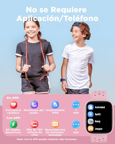 Detalle de BIGGERFIVE Pulsera inteligente para niñas, monitor actividad