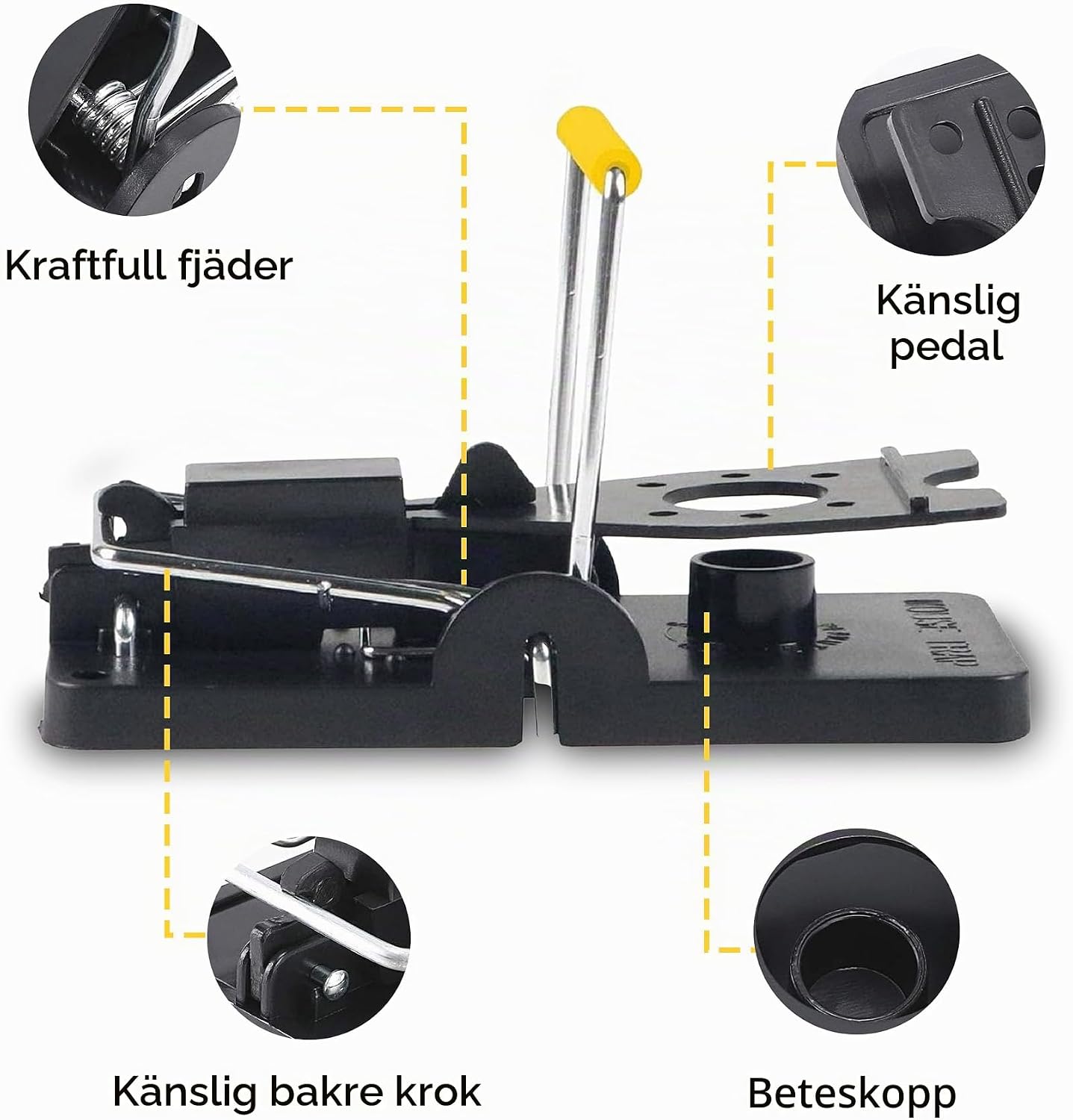 Detalle de ASPECTEK Mouse Trap – återanvändbara musfällor med betesskål, 6-pack