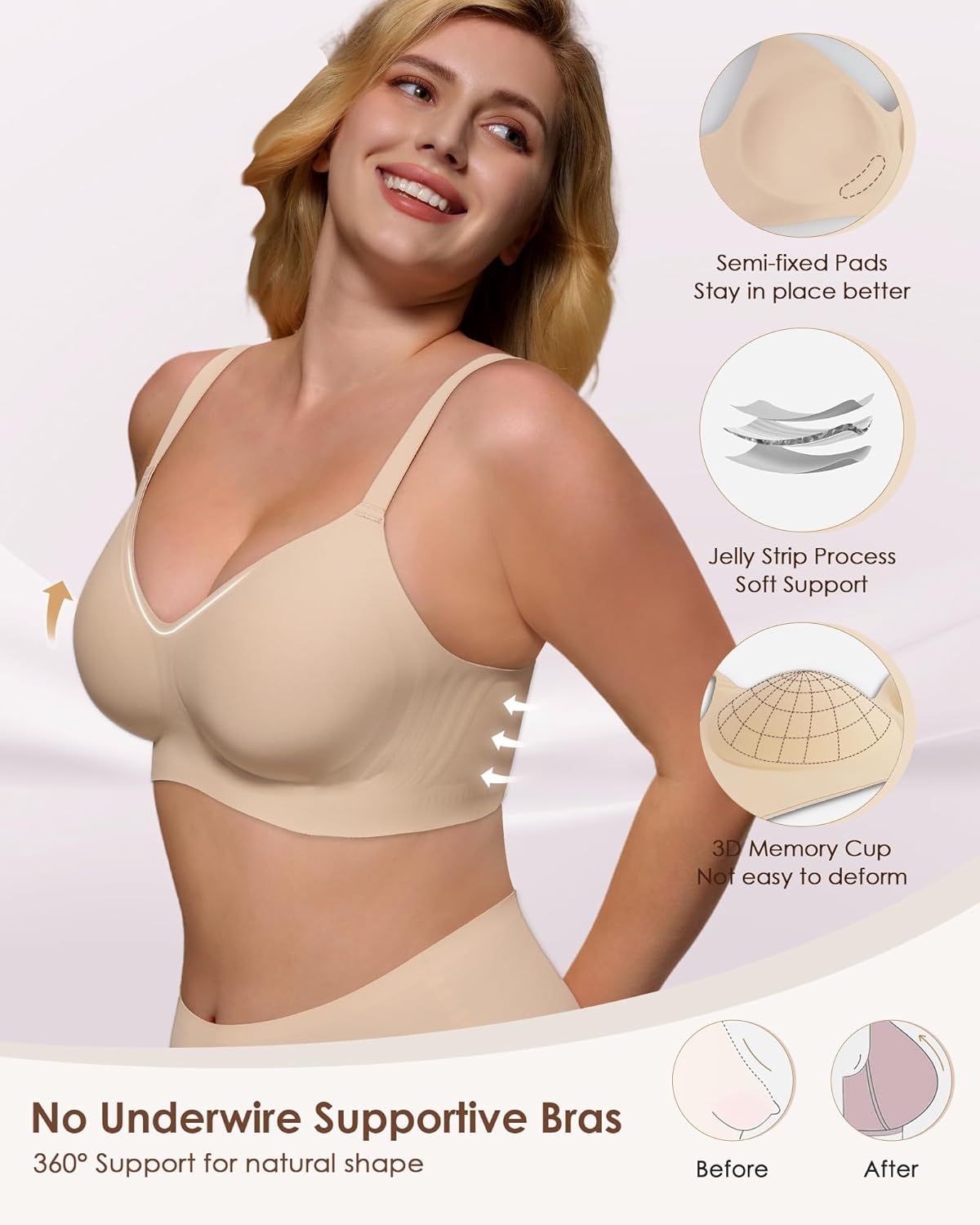 Thumbnail 1 de As Fairy Wireless No Underwire V-Neck Seamless Push Up Bralette