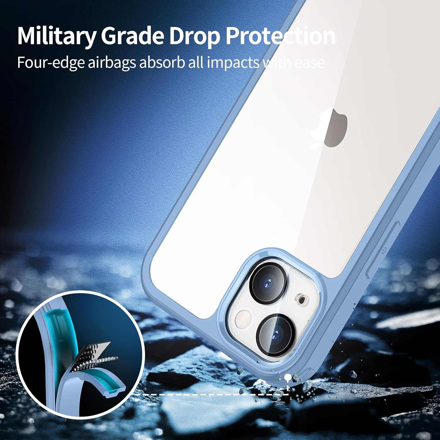 Thumbnail 4 de Seacosmo Coque de protection complète pour iPhone 13 Mini – Bleu, antichoc avec verre trempé et Protection écran + Caméra (9H)