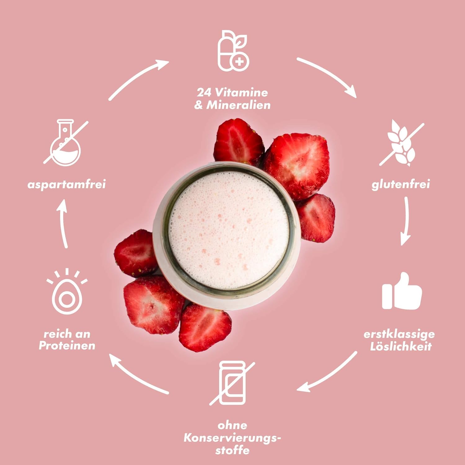 Thumbnail 4 de VitalBody+ DailyShake Strawberry Punch 450 g – Kalorienarmer Mahlzeitenersatz
