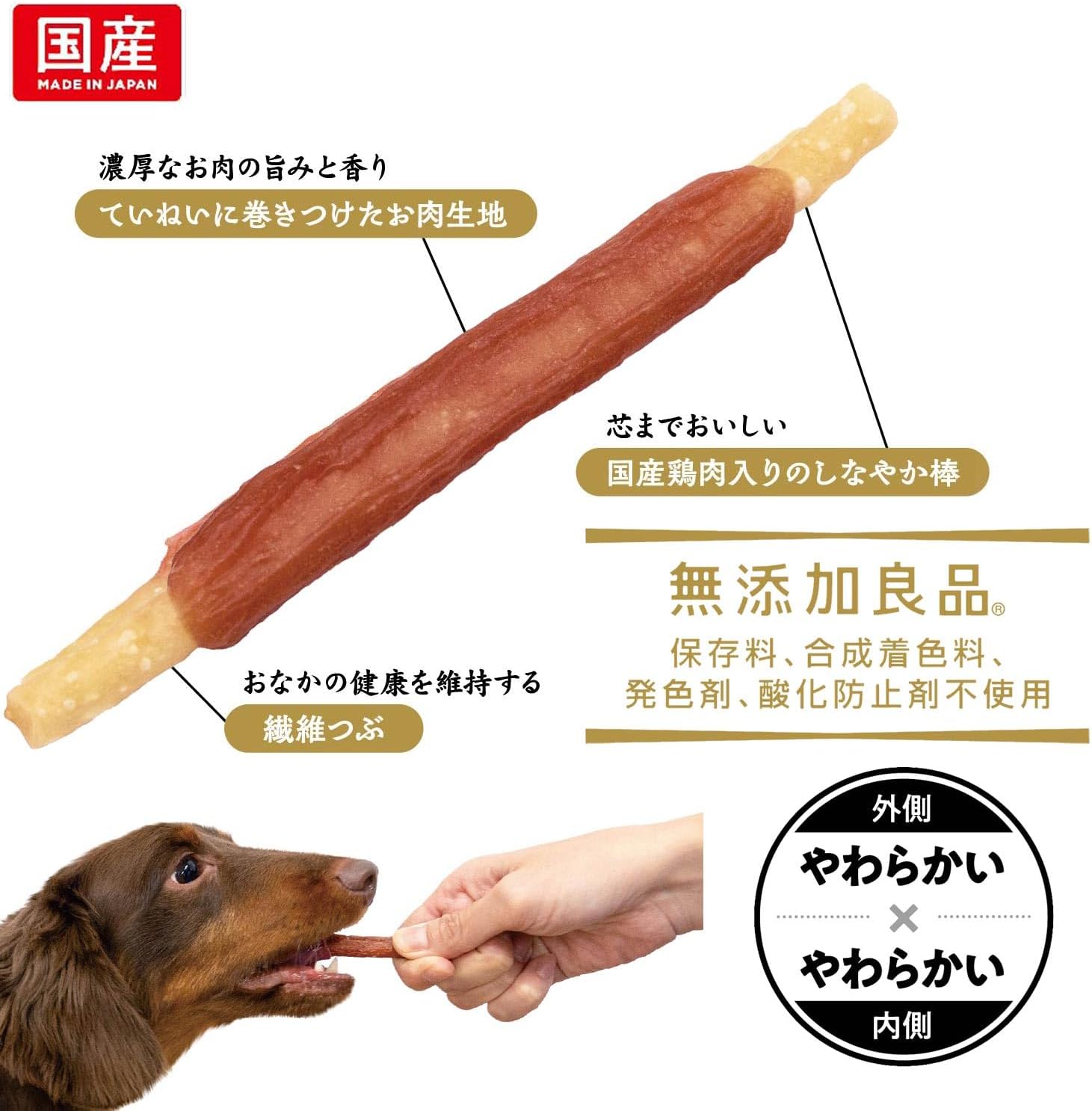 Detalle de ドギーマン ごちそう肉巻き 犬用おやつ 国産牛 60g(標準8本)×3個セット