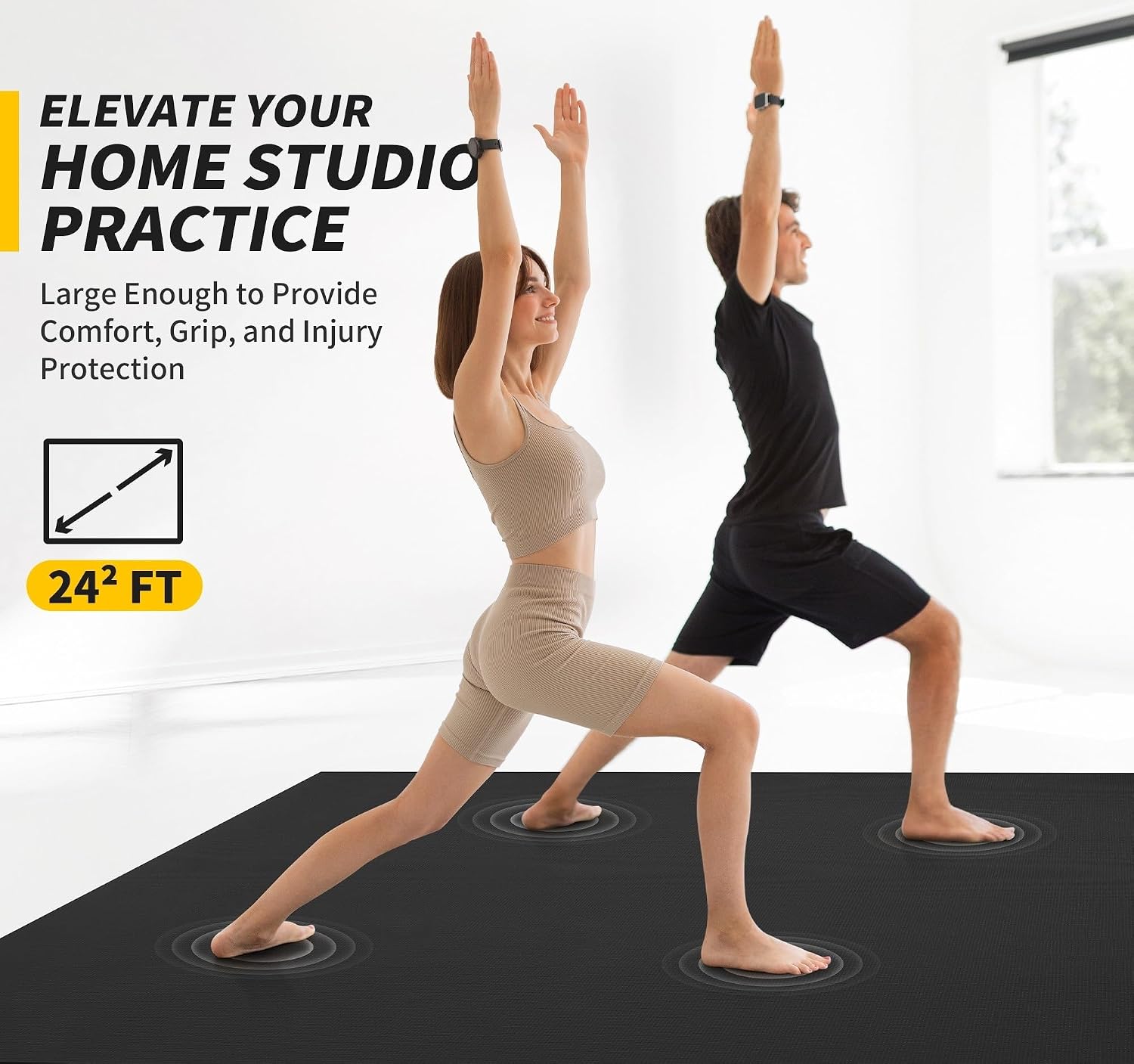 Detalle de CAMBIVO AC64 Extra-Long Wide Yoga Mat, 72 x 48 Inches, 0.32-Inch PVC