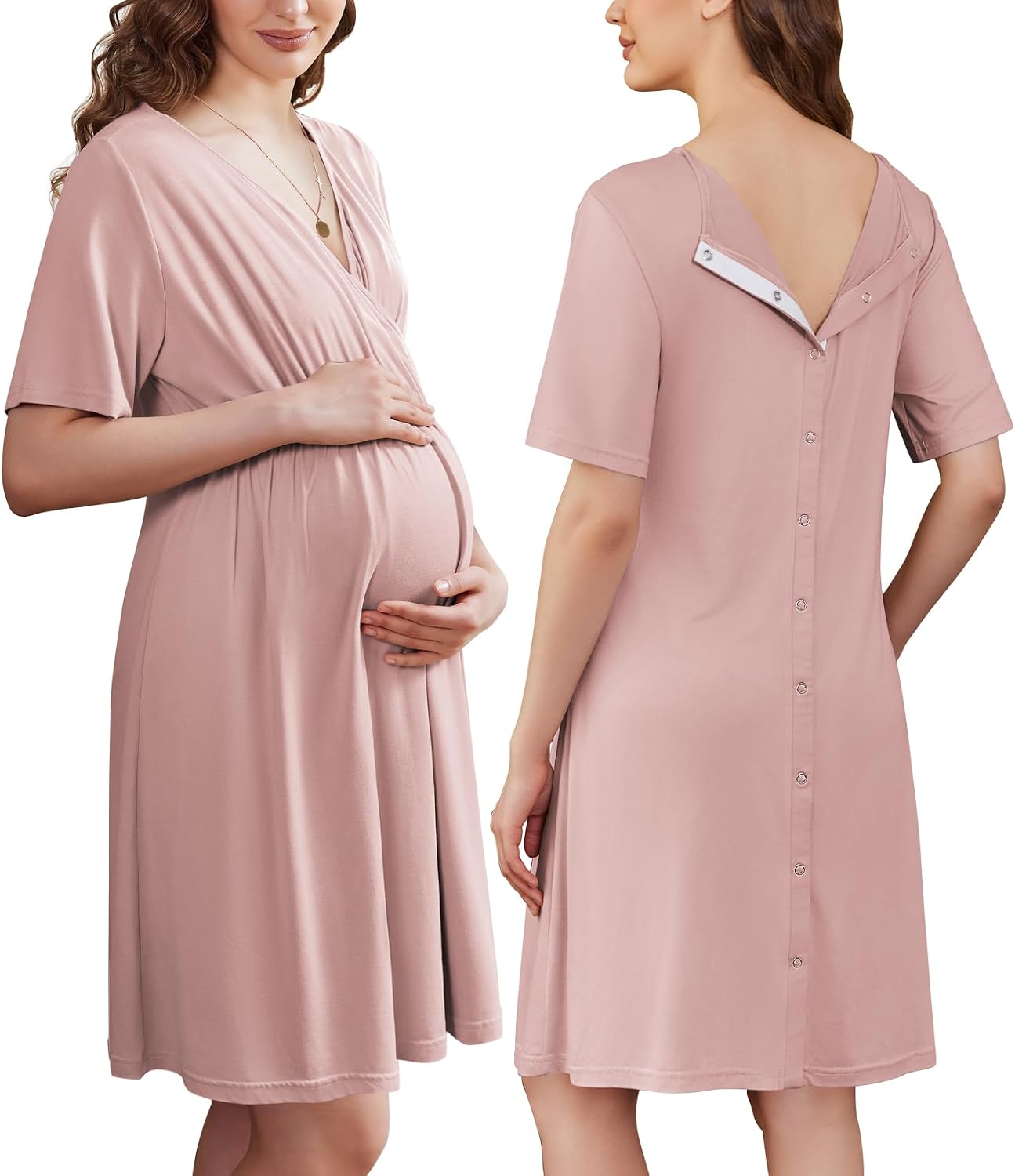 Detalle de Ekouaer Labor and Delivery Gown, V-Neck
