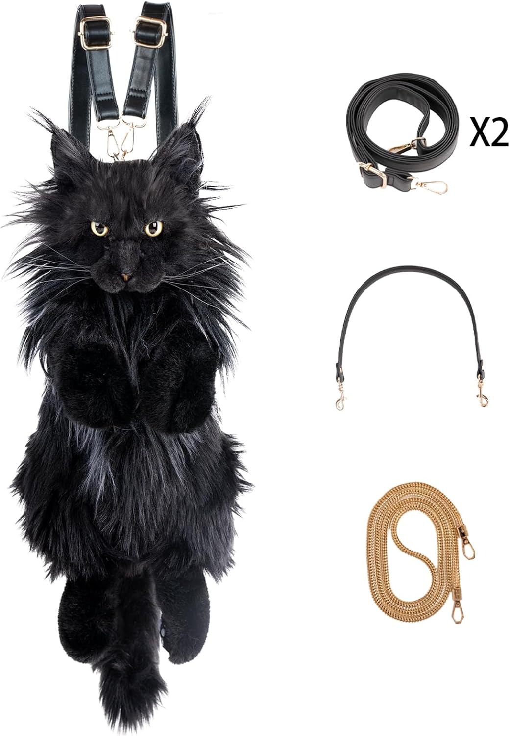 Detalle de Chongker Plüschtier Katze Rucksack – Realistische Katzenform, handgefertigt