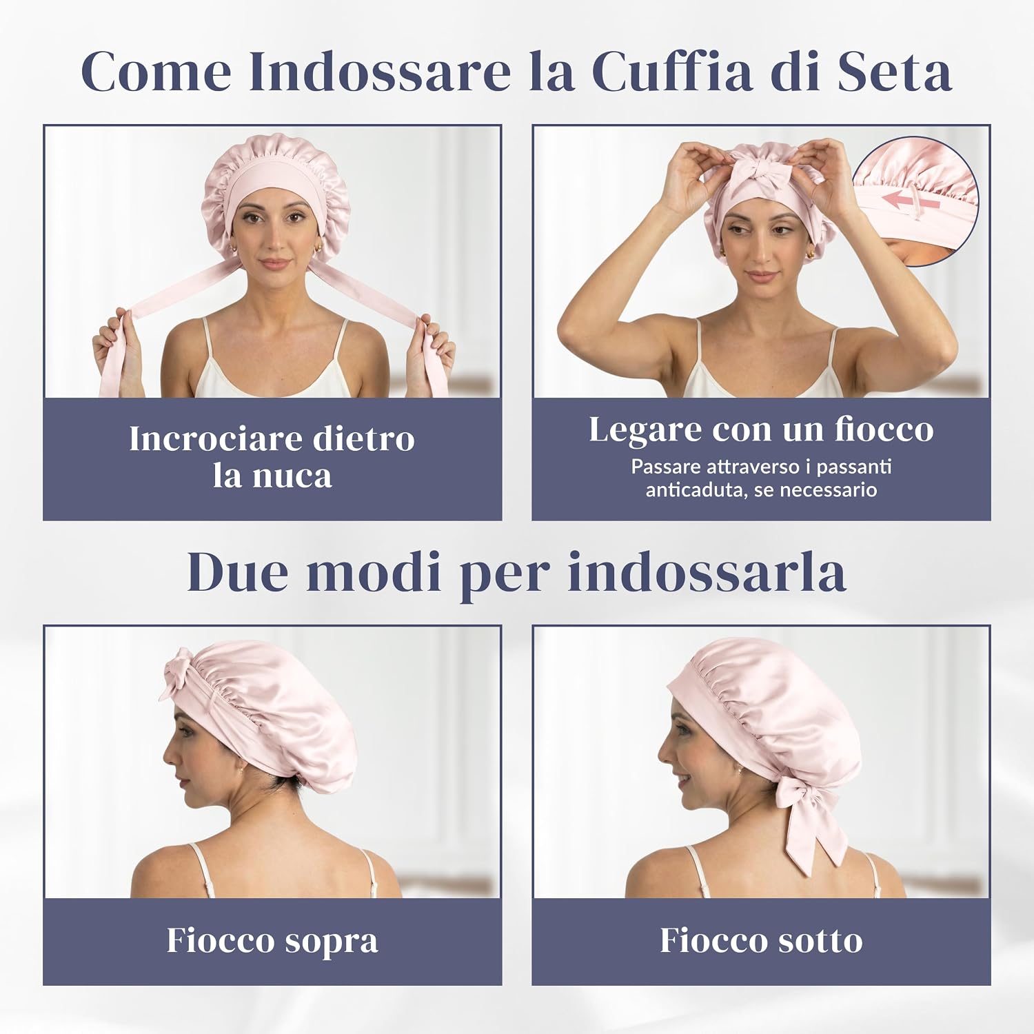 Thumbnail 6 de Ferò Cuffia Seta Capelli Notte: 100% Gelso di Lusso, 22 Momme, Regolabile e Traspirante