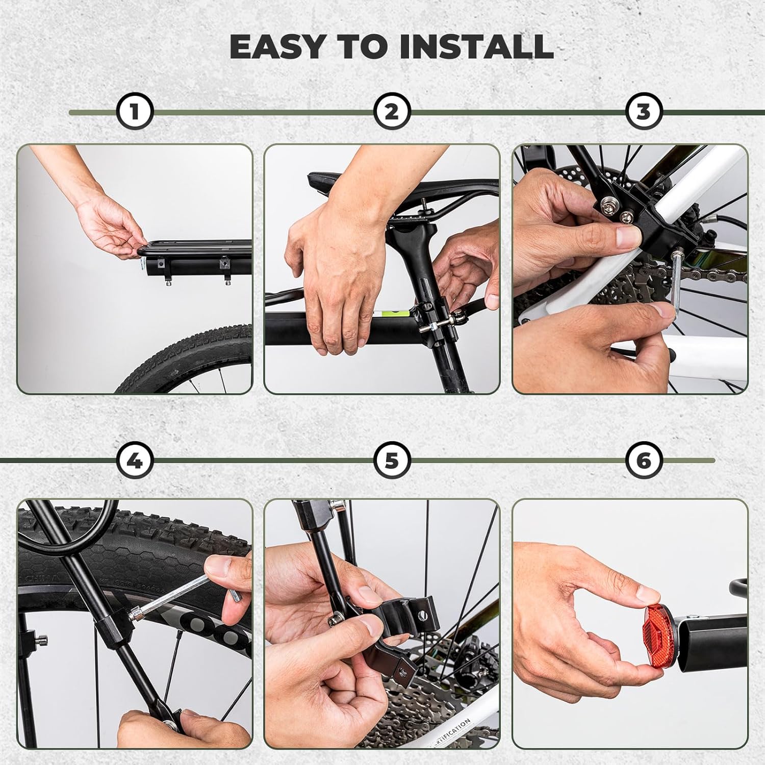 Thumbnail 5 de ROCKBROS portapacchi posteriore in alluminio per bici (MTB 24–29” e bici da strada), con riflettore