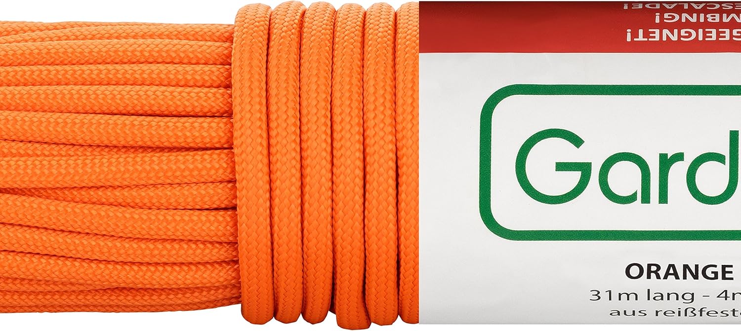 Thumbnail 2 de GardenMate Paracord 550 – Corda di Nylon per Uso Esterno, 31 m, Ø 4 mm, 7 Fili (Arancione) | Disponibile in Diversi Colori