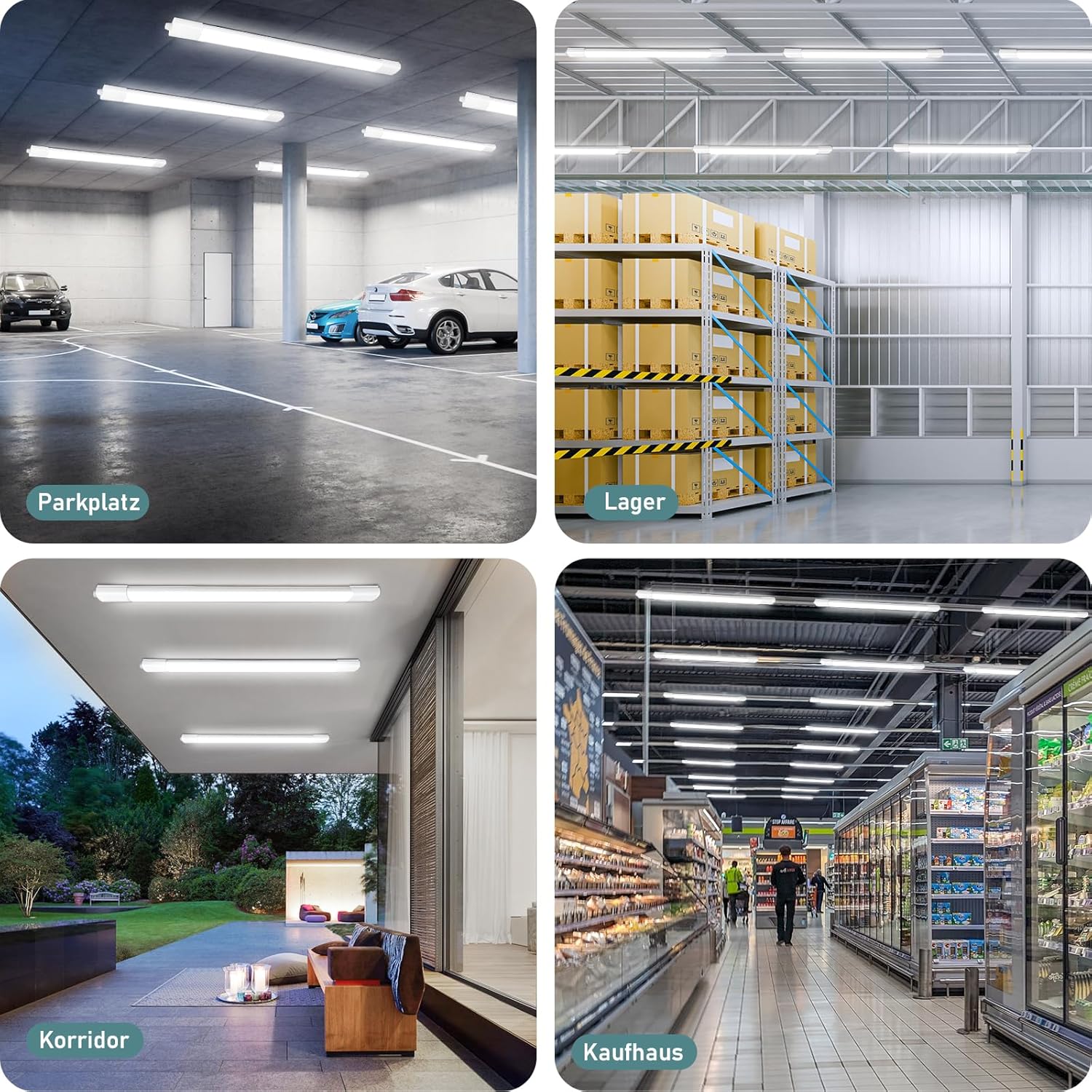 Thumbnail 5 de IEGLED LED-Deckenleuchte 60 cm im 2er Pack: IP65 Feuchtraumlampe mit 20 W, 2200 lm in Neutralweiß (4000 K)