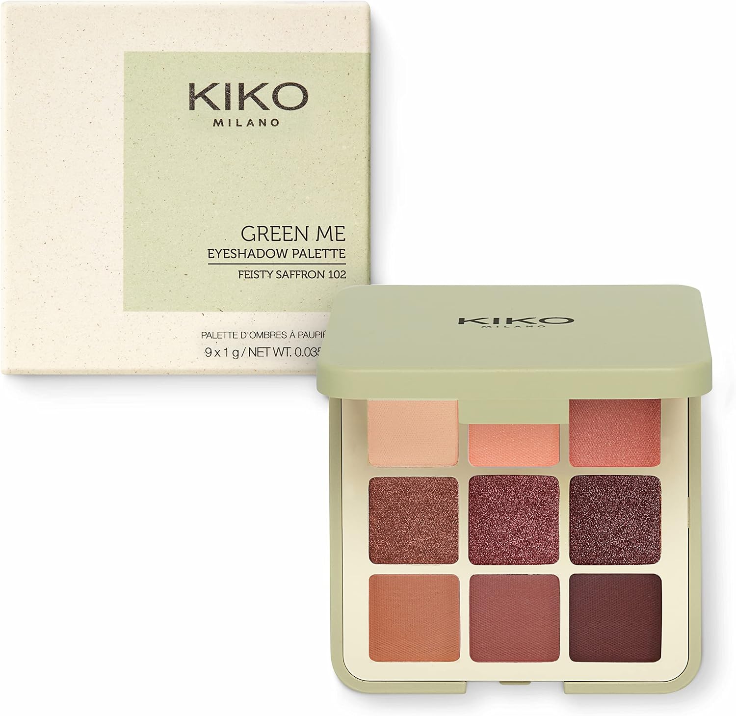 Detalle de KIKO Milano Green Me Palette 102 — 9 sombras 🎨