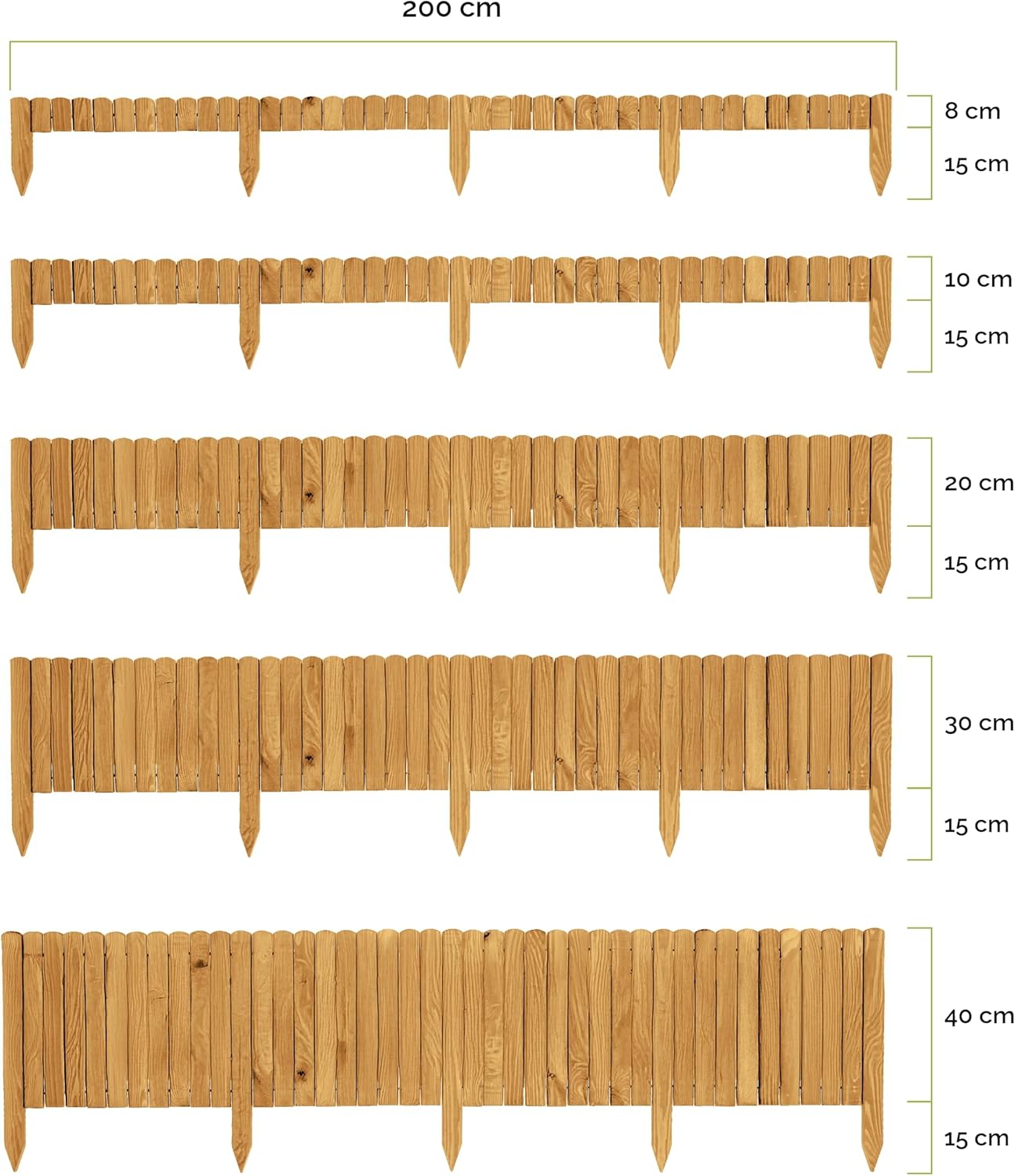Thumbnail 1 de Garronda GD-0046 Bordure Jardin Extérieur 200 cm – Bois traité, Ø Massif au Parcours Flexible