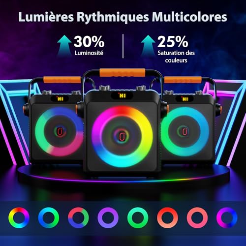 Detalle de JYX T19-T Karaoké sans Fil : 2 micros, 80 W, EQ IA et Bluetooth 5.3