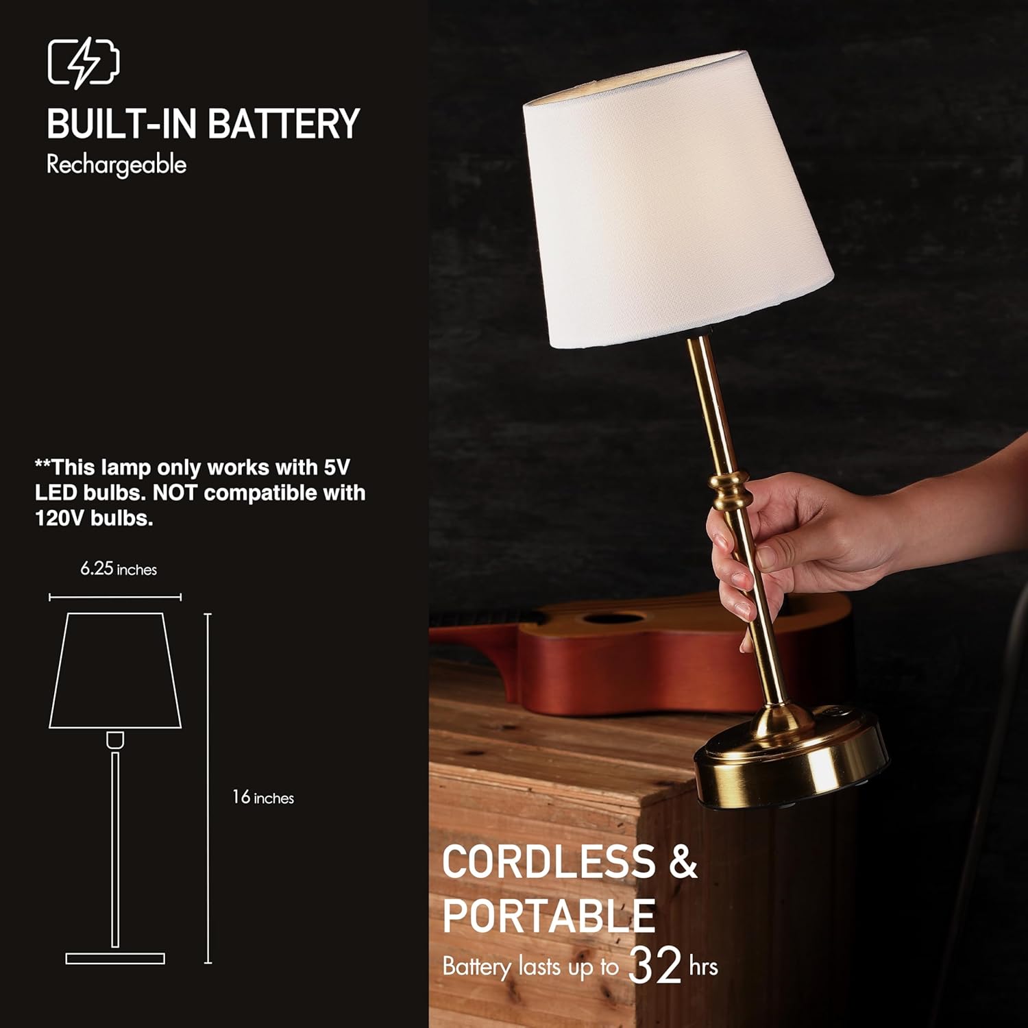 Thumbnail 2 de O’Bright Seraph 3-Level Cordless LED Table Lamp 🛋