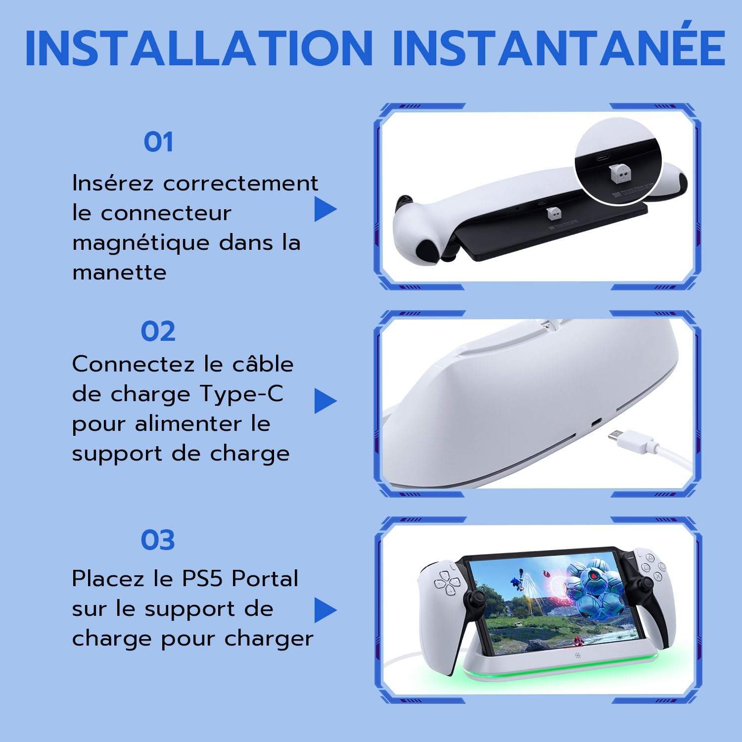 Thumbnail 6 de Station de chargement RGB Mcbazel pour PS Portal (support portable avec adaptateur Pogo Pin)