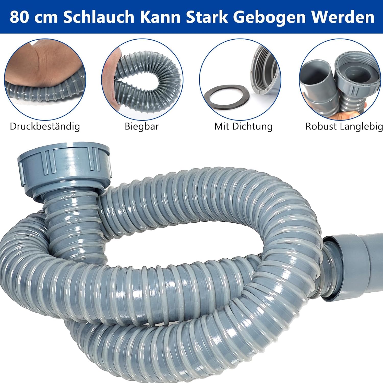 Detalle de YIWUHUICHANG Regenwassersammler für Fallrohre (80–110 mm) inkl. Montagezubehör & Schlauchset
