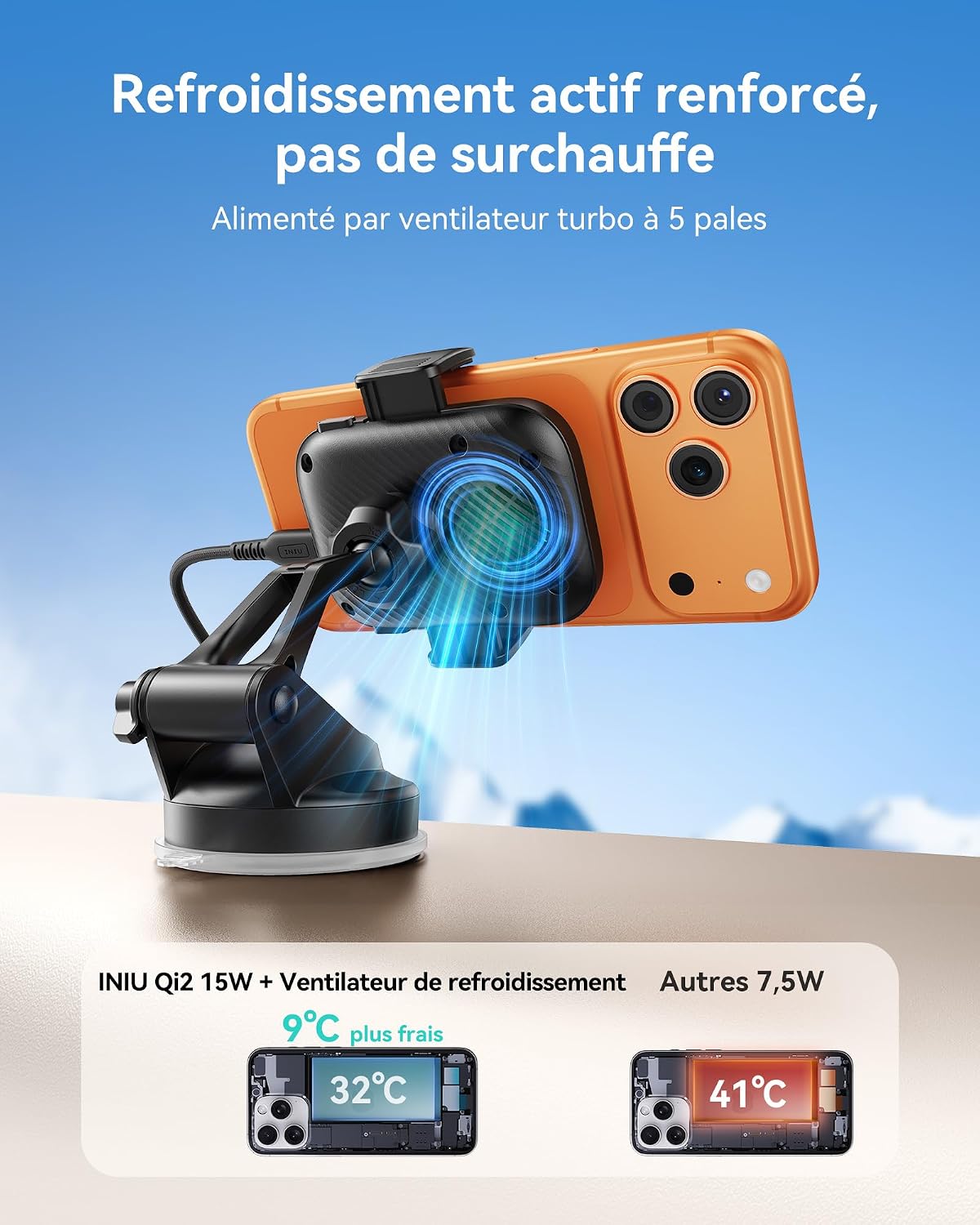 Detalle de INIU Caricatore Wireless Auto Qi2 15W