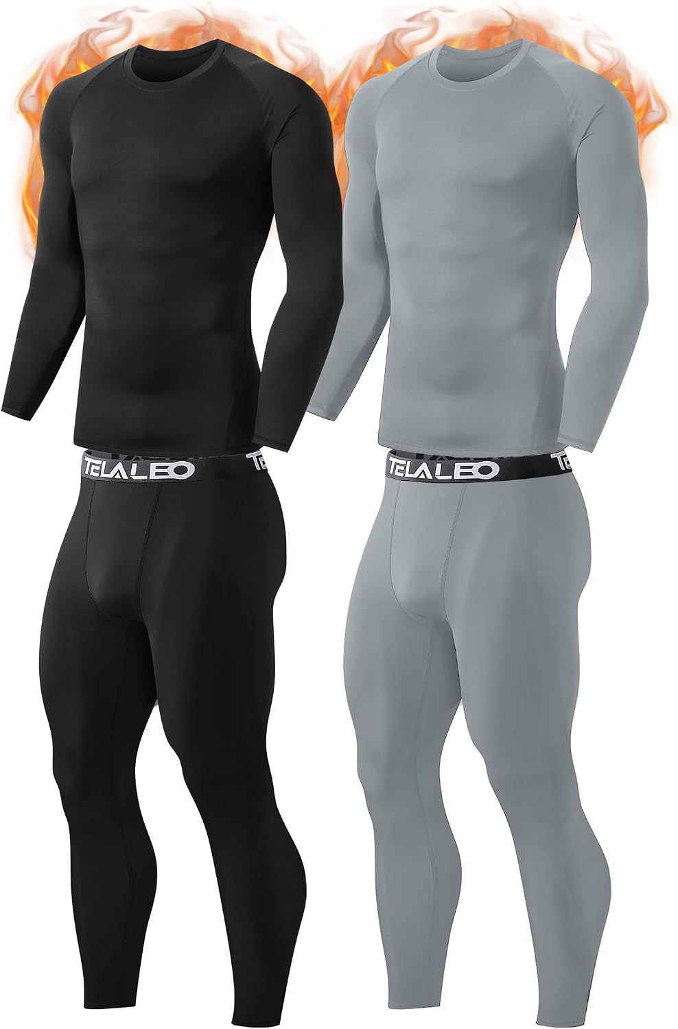 Detalle de TELALEO 2-Set Men's Fleece-Lined Thermal Underwear, 4-Way Stretch