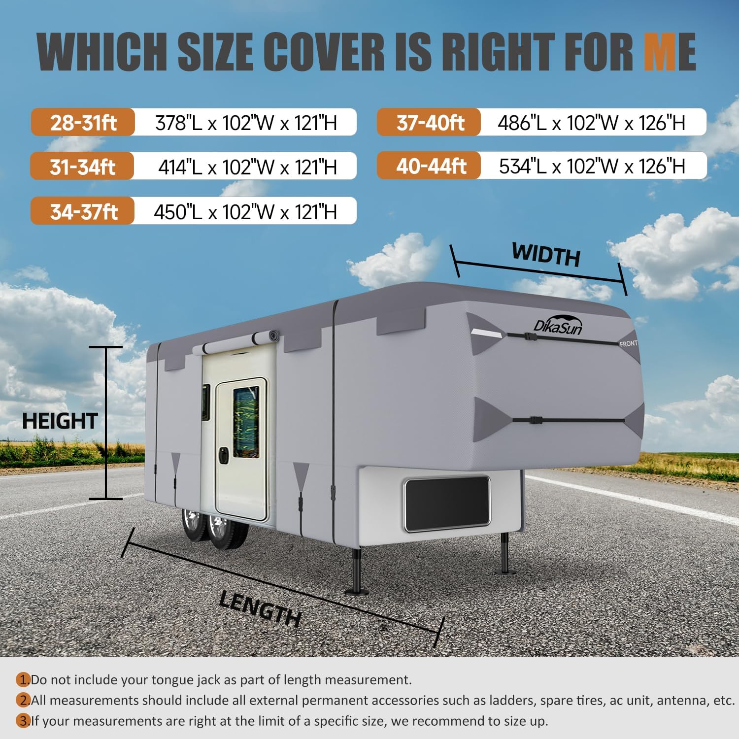 Thumbnail 6 de DikaSun 5th Wheel RV Covers 37' windproof