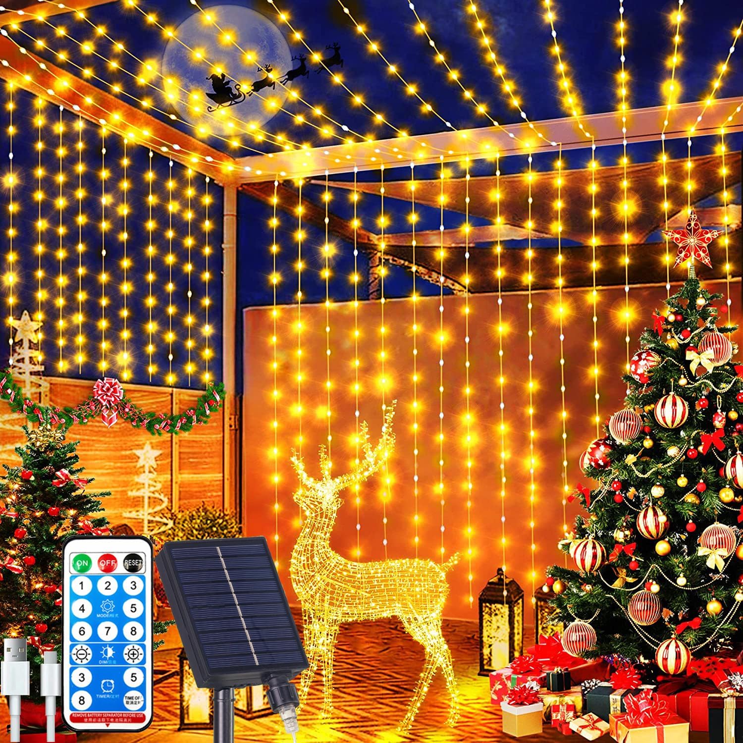 Detalle de Redefun Ghirlanda di luci solari 300 LED 3x3 m