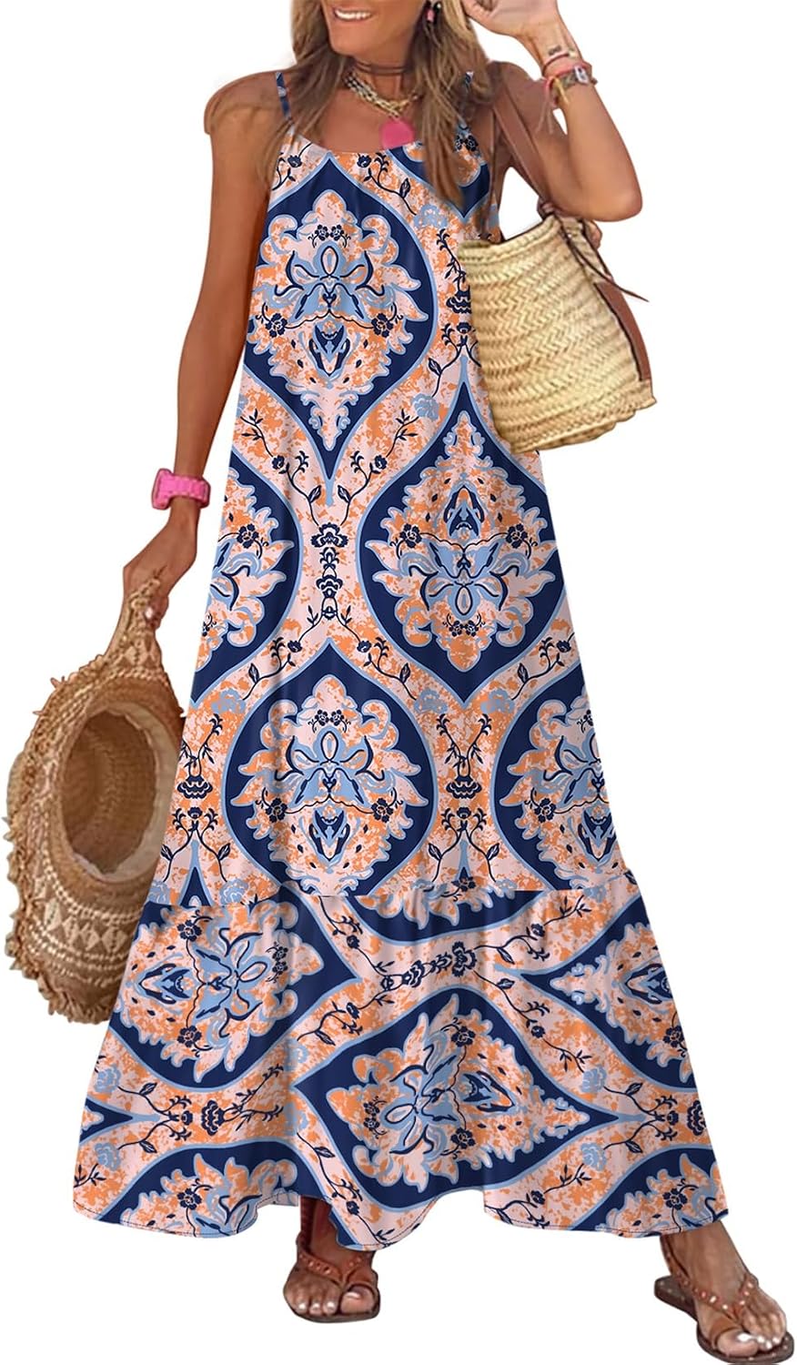 Detalle de Dokotoo Women's Maxi Dress with Scoop Neck