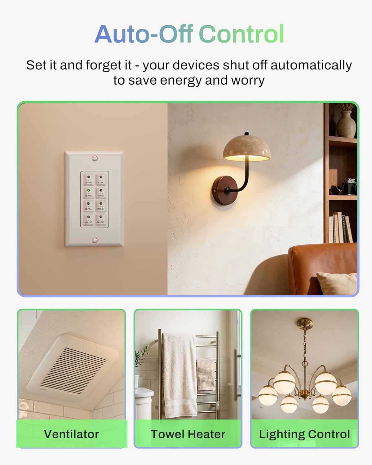 Detalle de BN-LINK Bathroom Fan Timer Switch 15A
