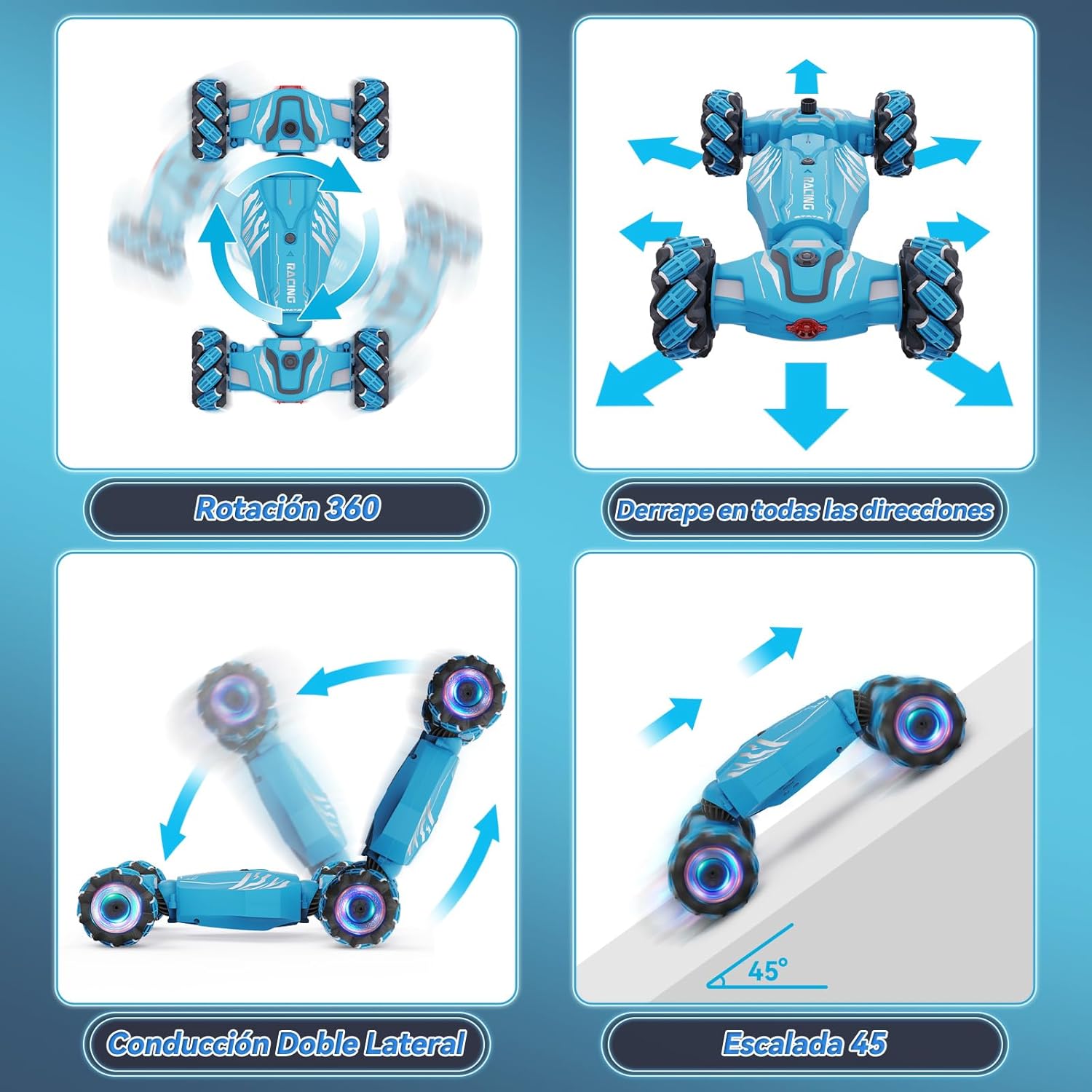 Detalle 2 de Dysaim Coche Teledirigido 4WD 360° Azul