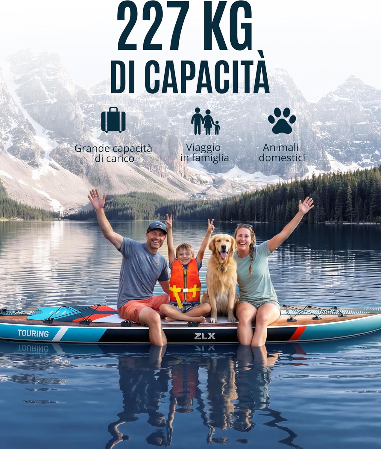 Detalle de ZLX Sup Gonfiabile 350x83 cm: tavola SUP Touring con accessori completi