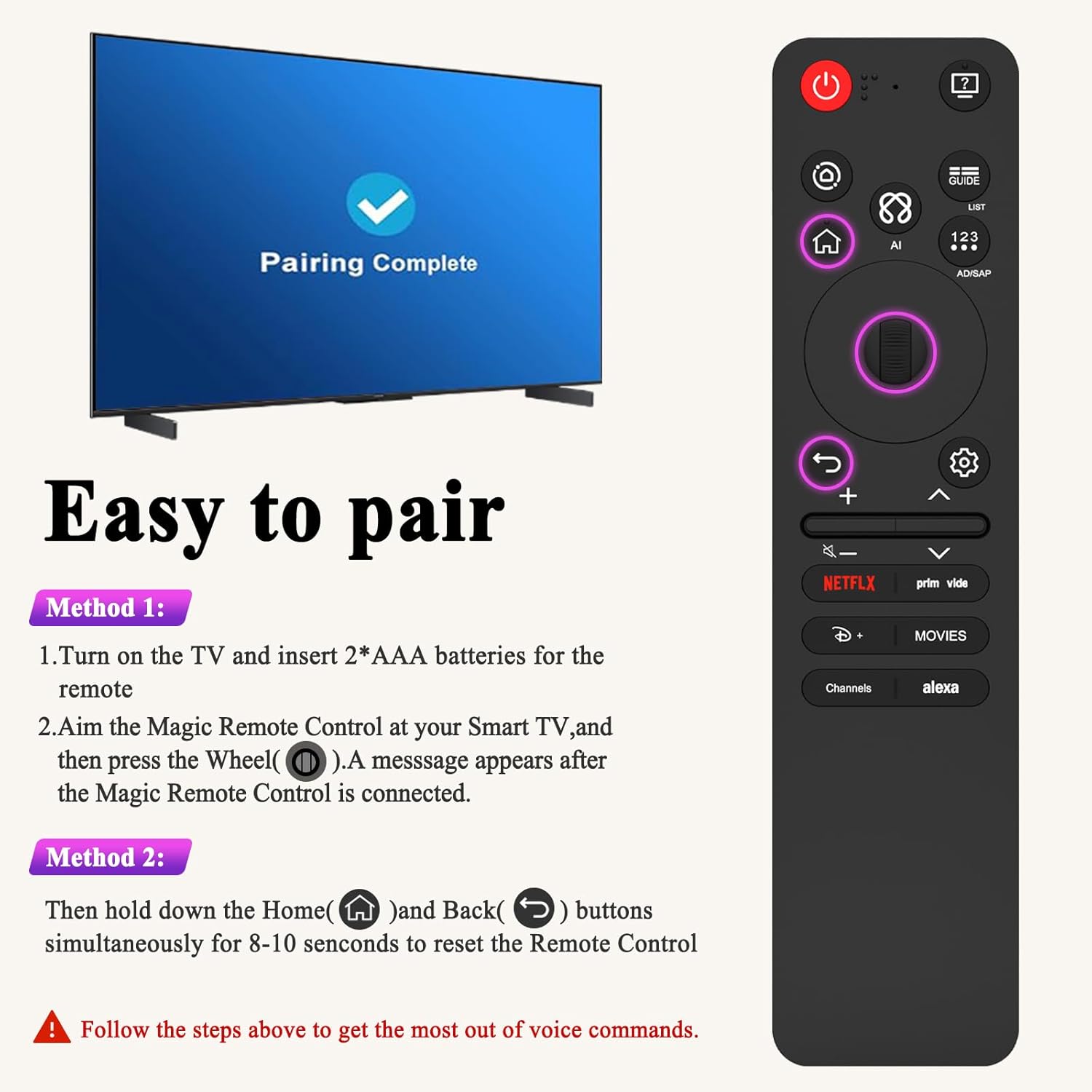 Thumbnail 1 de Replacement LG AI Magic Remote MR25GA for LG Smart TV (Compatible with 2019–2025 Models)