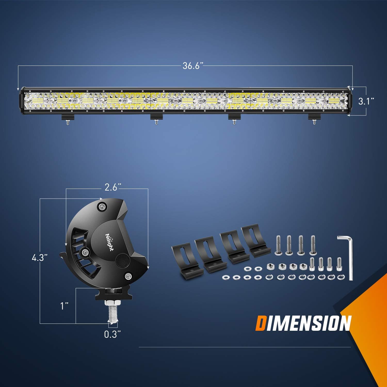 Detalle 2 de Nilight 37Inch 780W LED light bar for off-road