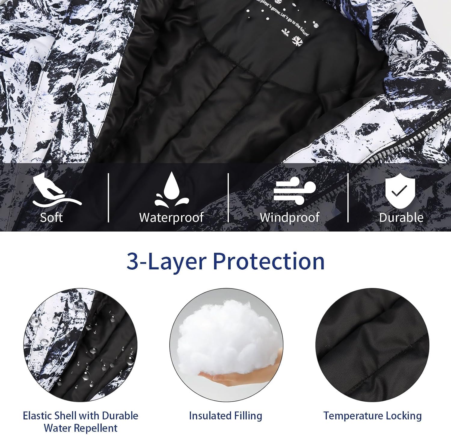 Thumbnail 4 de Yueta Kids One-Piece Snowsuit, Waterproof and Breathable for Skiing
