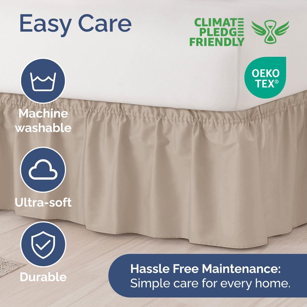Thumbnail 5 de Wrap Around Dust Ruffle Bed Skirt (Wheat) for King Size Beds with 15 Inch Drop