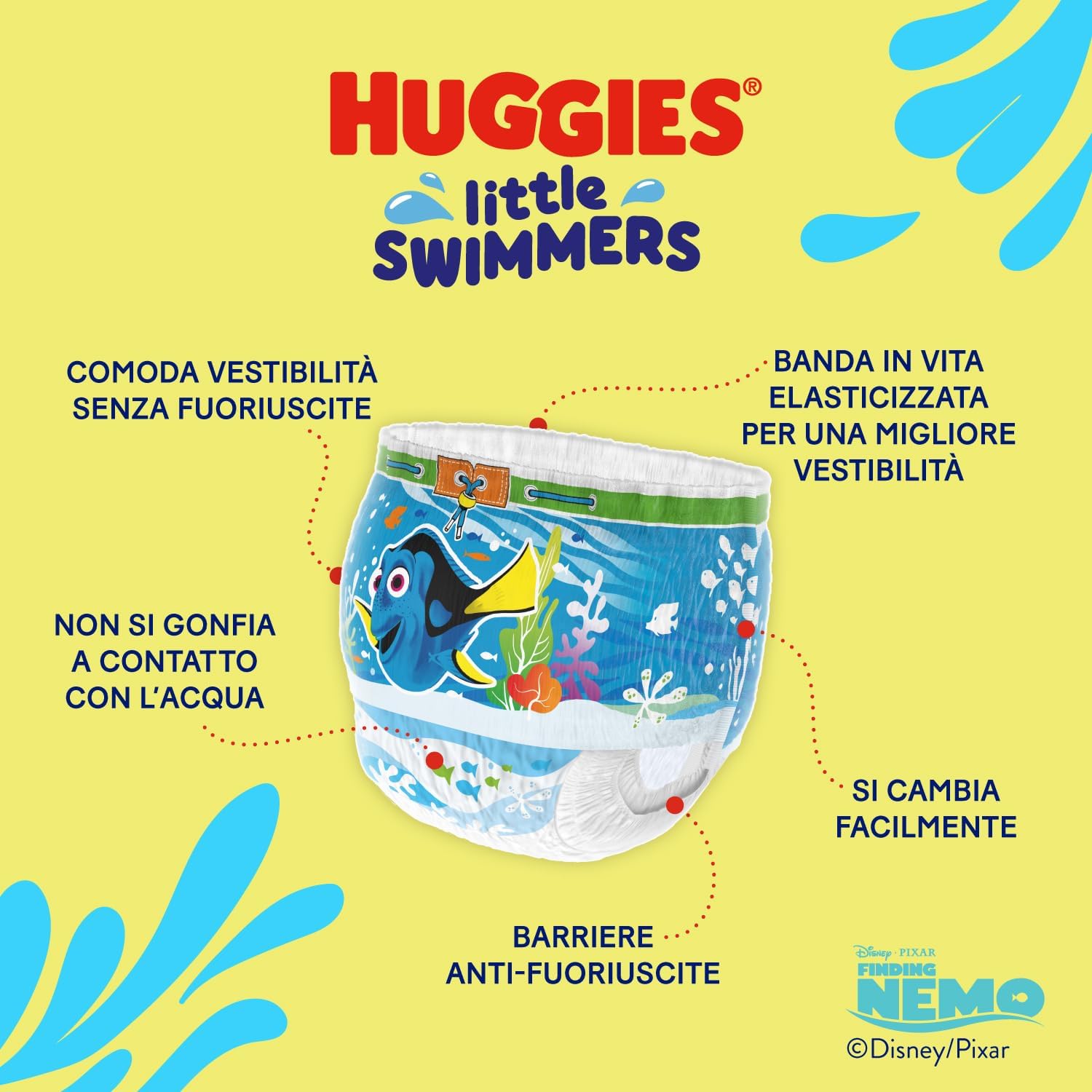 Detalle de Huggies Little Swimmers Pannolini Taglia 3-4 (7-15 kg) con Design Disney – 20 Pz