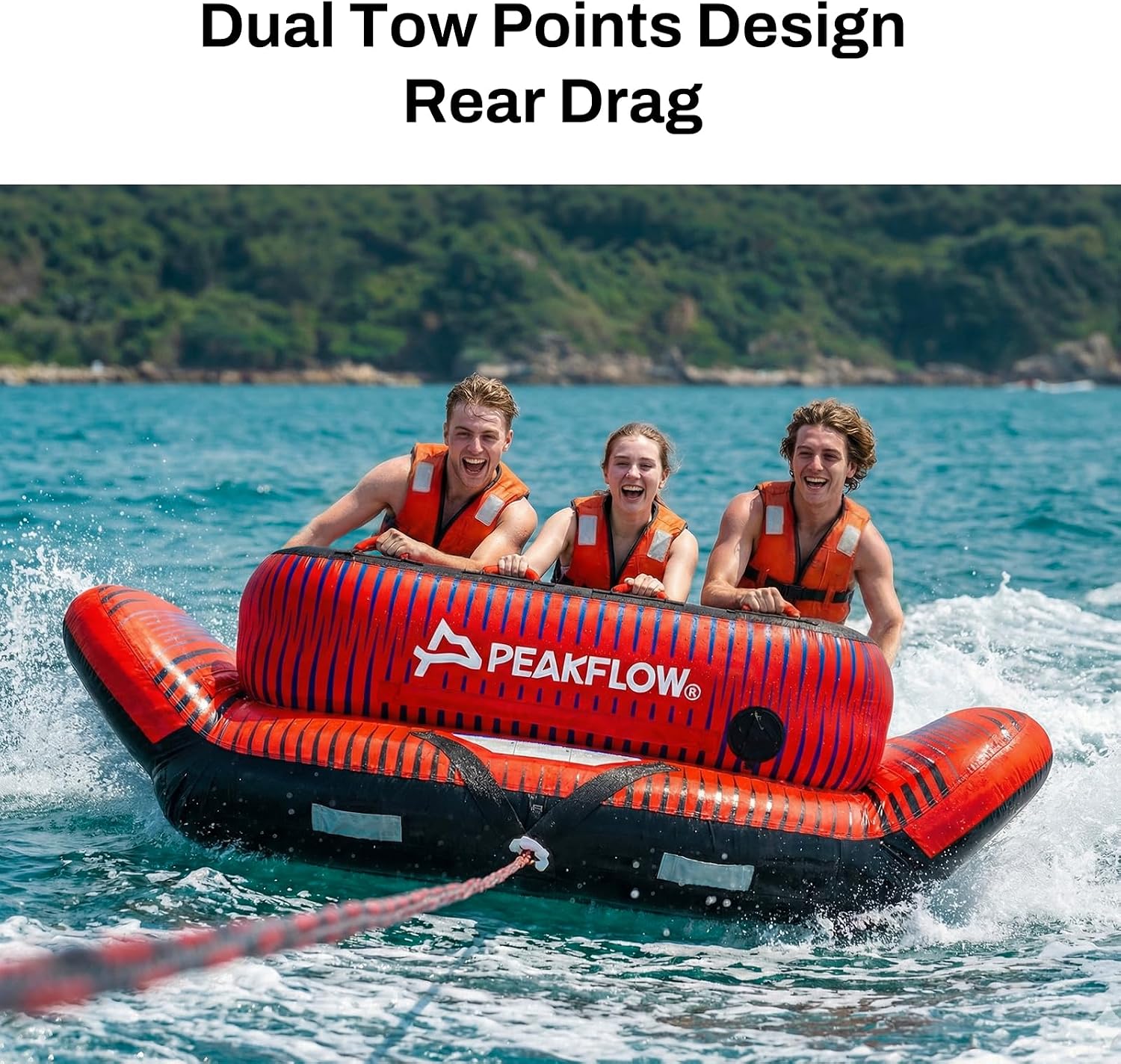 Detalle 2 de PEAKFLOW Towable Tube: 1–3 Person, Premium PVC/840D Nylon Build, Dual Tow Points