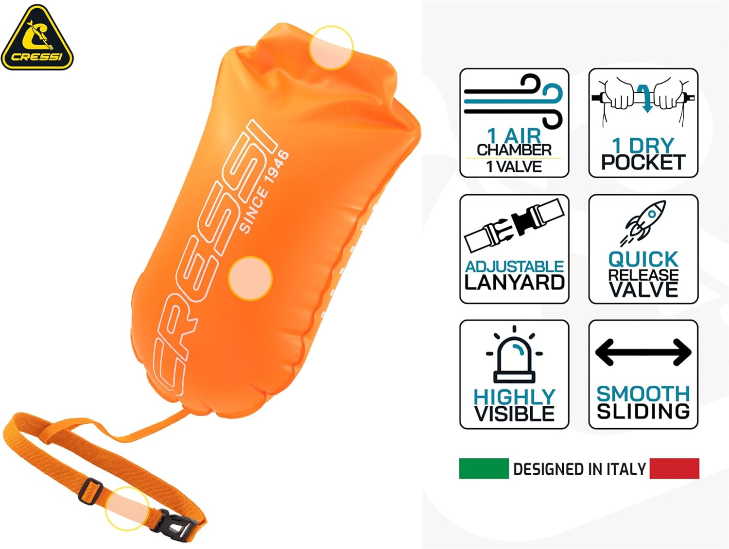 Thumbnail 1 de CRESSI Glide Swim Buoy: boa di segnalazione gonfiabile, pratica e compatta per nuotatori, snorkeler e triatleti