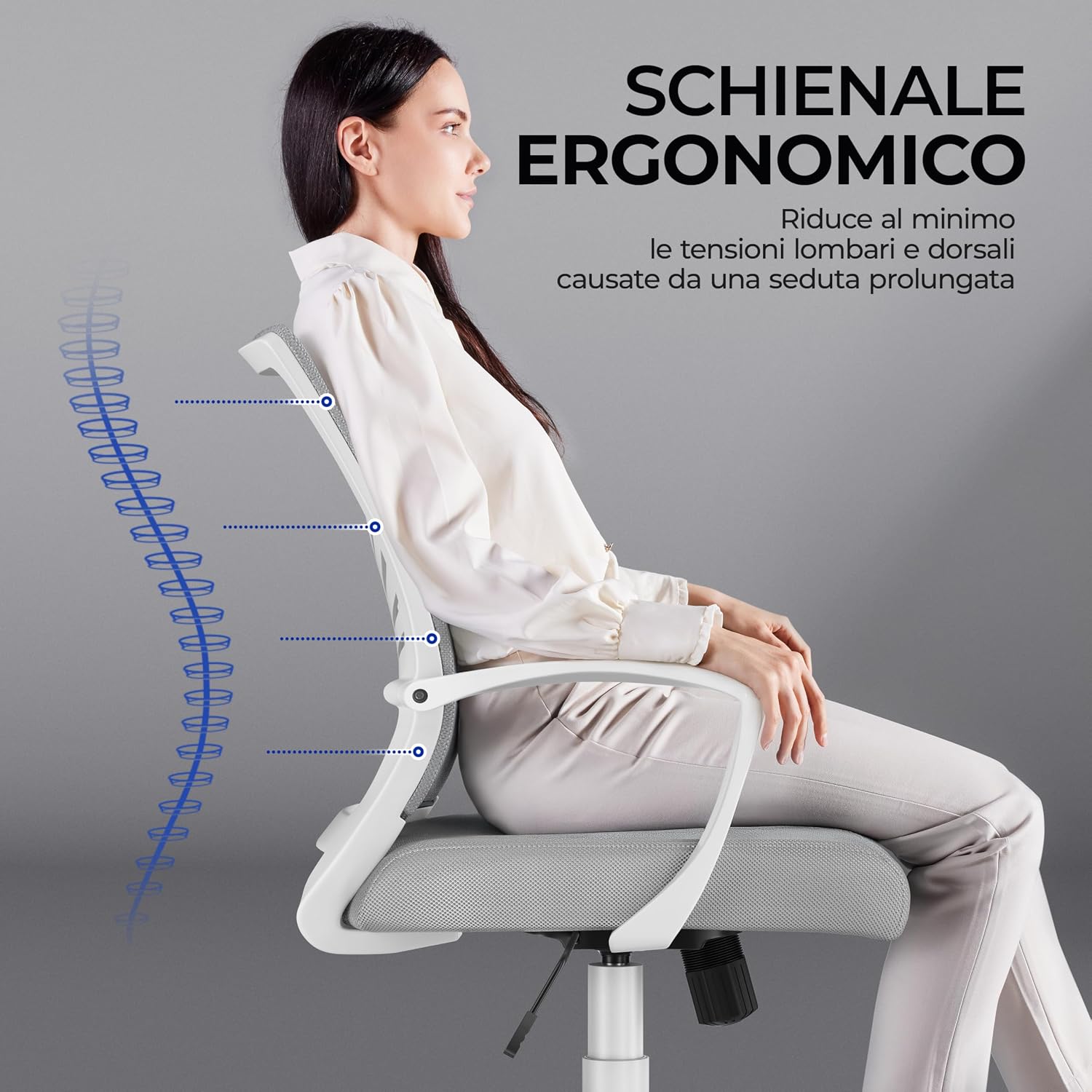 Detalle de Yaheetech Sedia Da Scrivania Ergonomica con Rete Traspirante, Ruote e Altezza Regolabile