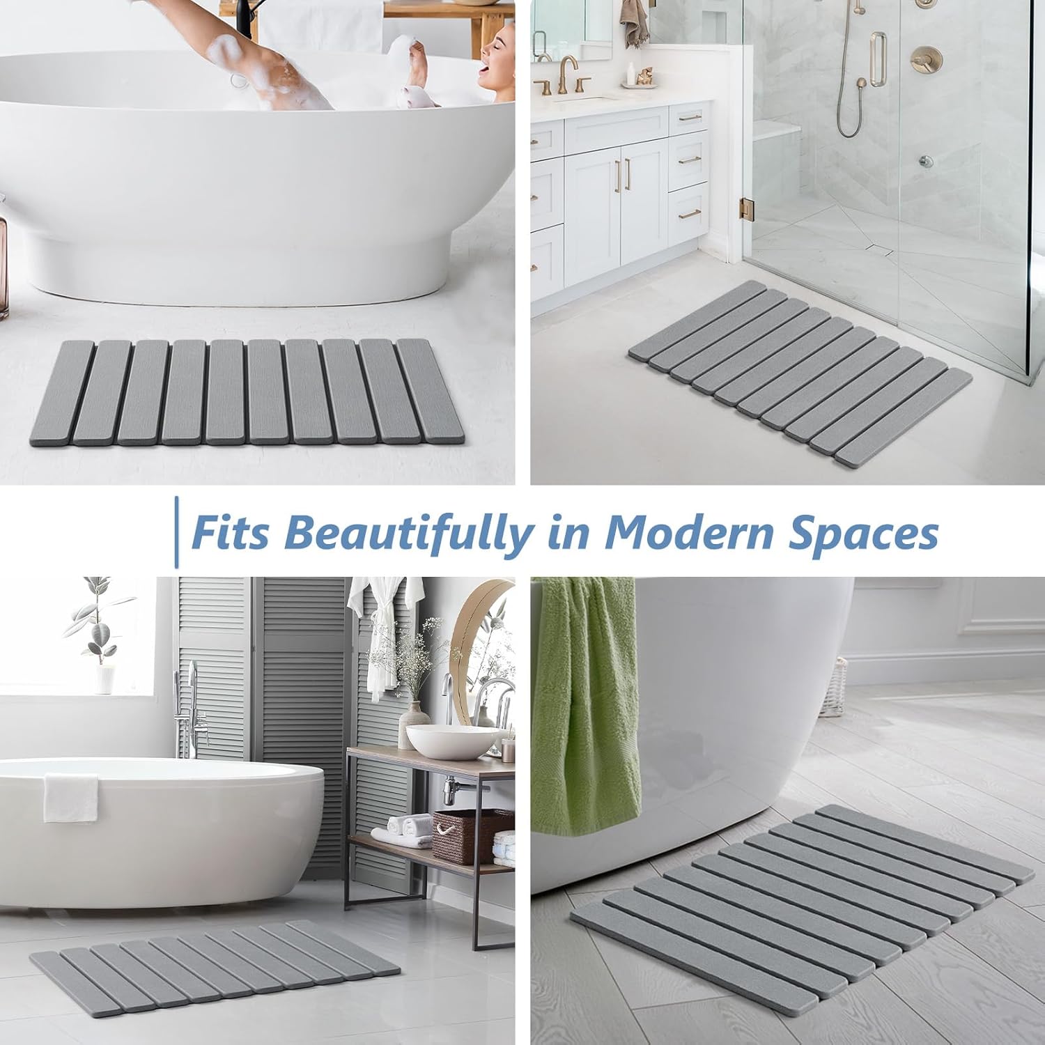 Thumbnail 4 de AWW Foldable Stone Bath Mat (Diatomaceous Earth) — Quick-Drying, Non-Slip, Easy-Clean Grey