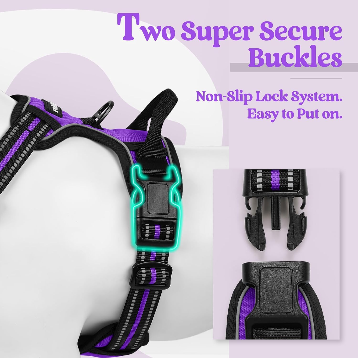 Detalle 2 de Rabbitgoo Dog Harness Medium No Pull with 2 Clips and Soft Padded Vest