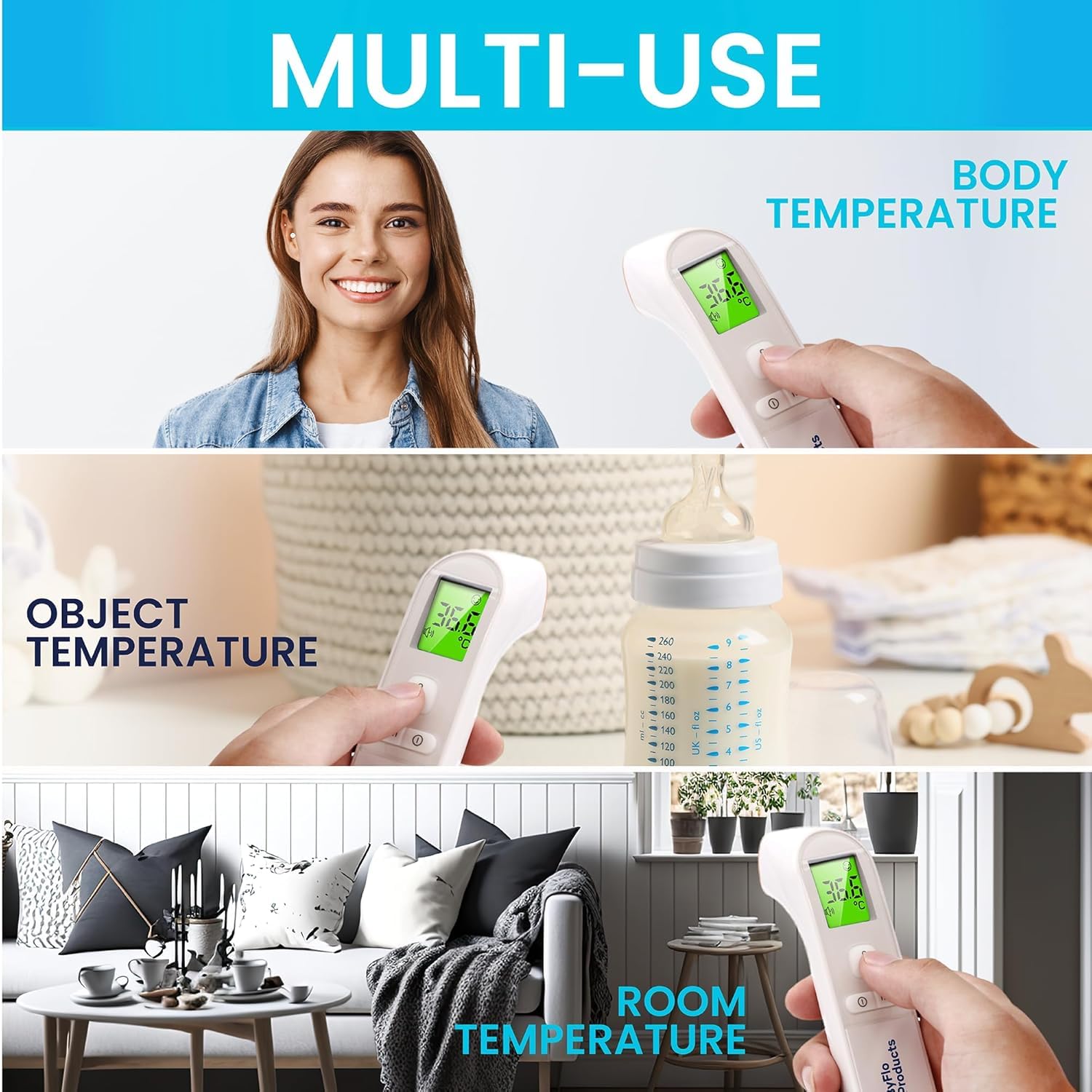Thumbnail 6 de ByFloProducts PG-IRT1602 Digital Forehead Thermometer, 1-Second Touchless