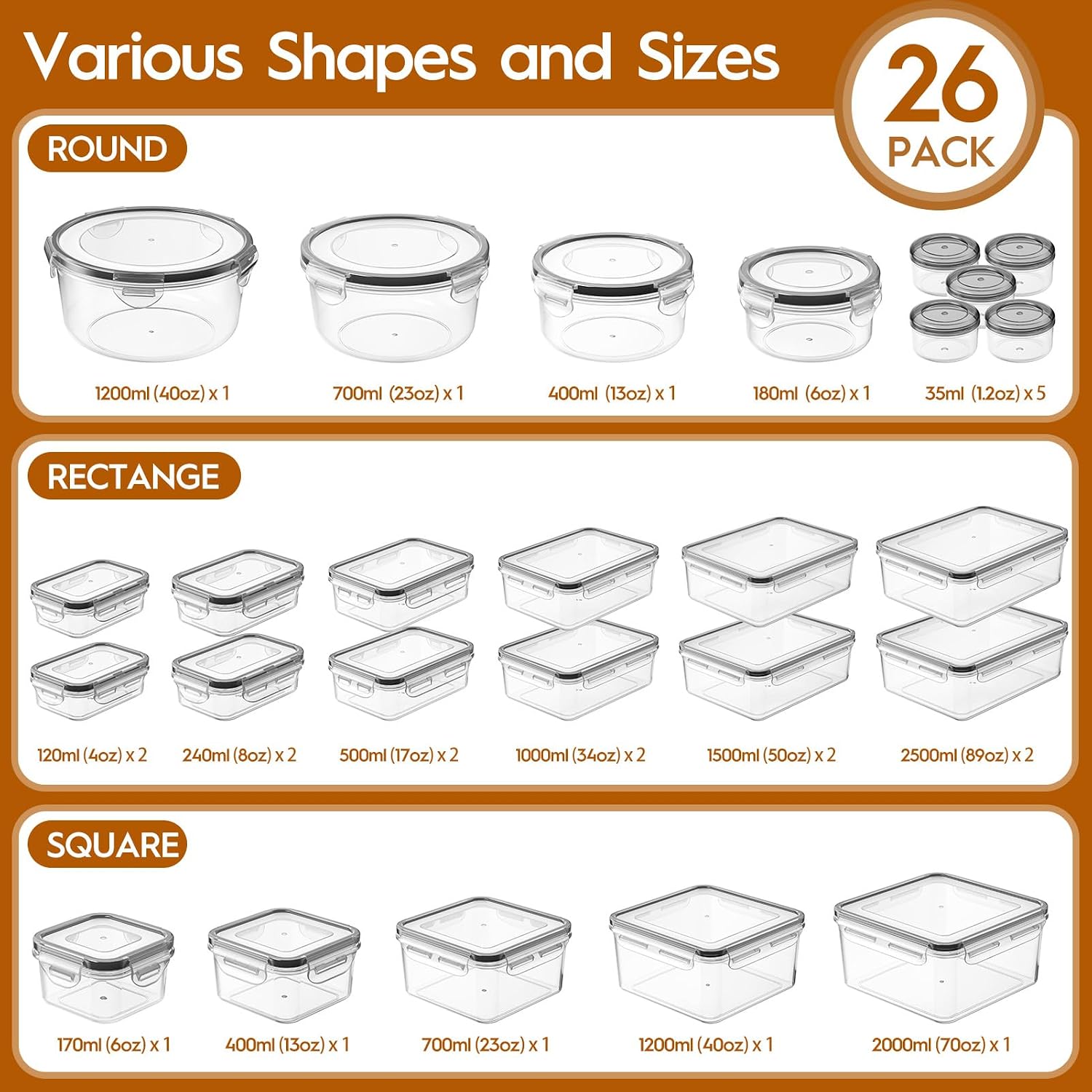 Detalle 2 de KEMETHY Food Storage Containers 52-Piece Set