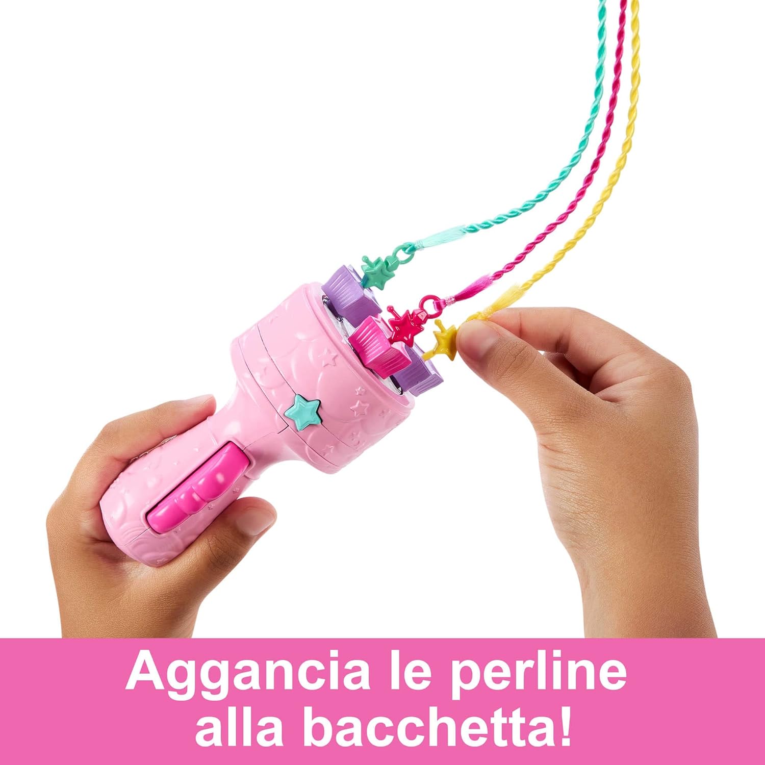 Detalle de Barbie Dreamtopia Chioma da Favola: bambola con extension arcobaleno e accessori per lo styling (JCW55)