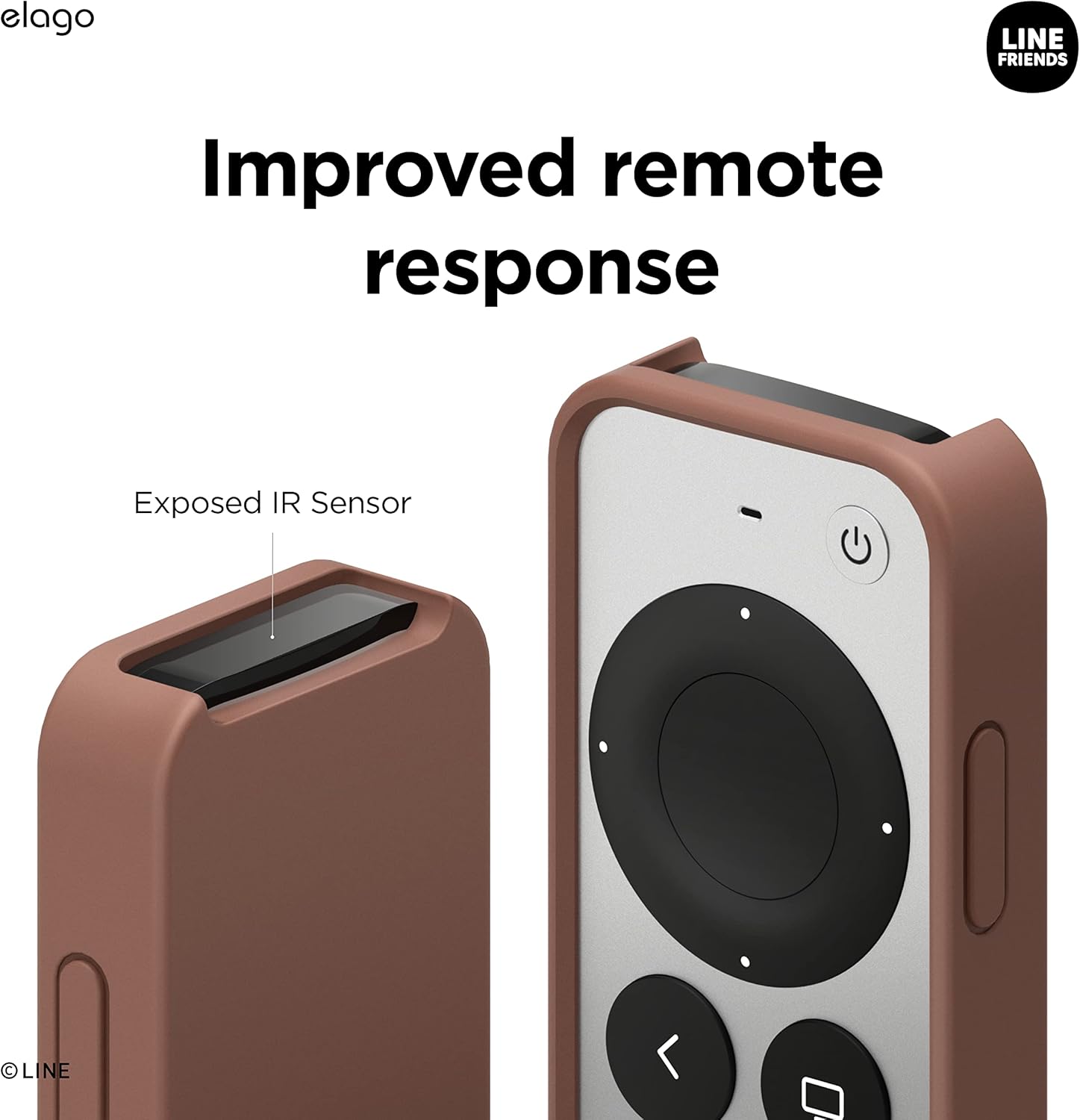 Thumbnail 4 de elago Coque Slim LINE Friends pour Apple TV 4K Siri Remote (3e gen 2022 & 2e gen 2021) – Silicone Brown