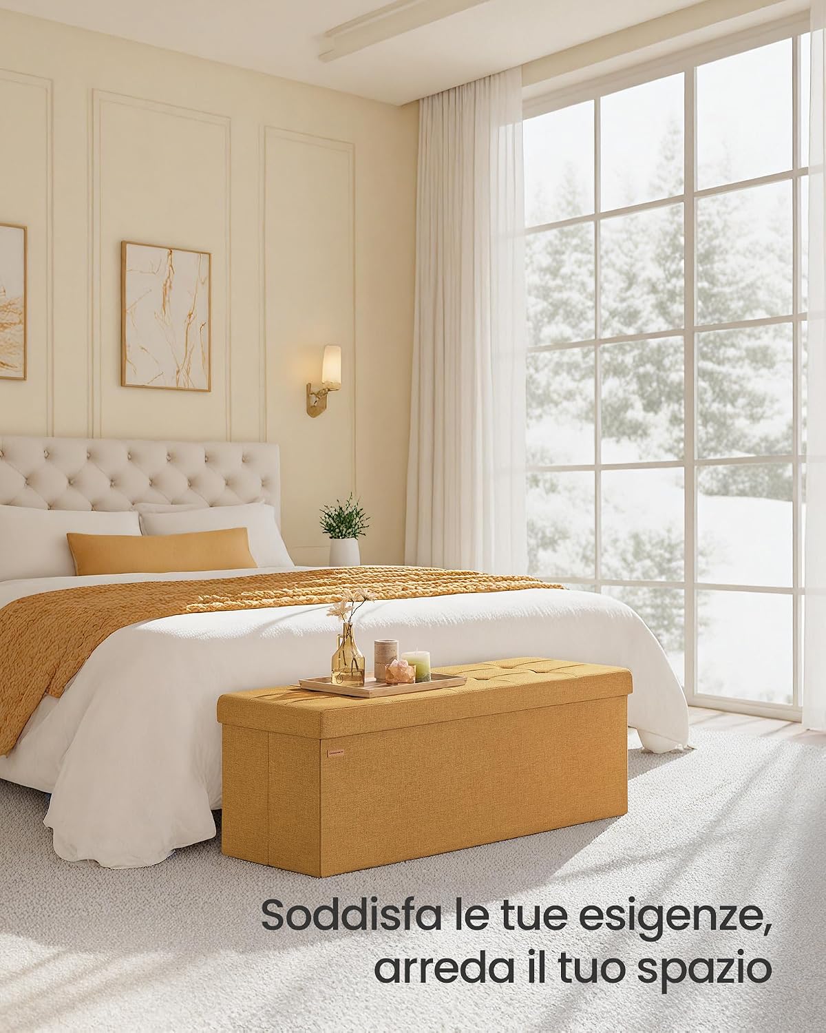 Detalle de SONGMICS MAZIE Cassapanca pouf 38 x 110 x 38 cm