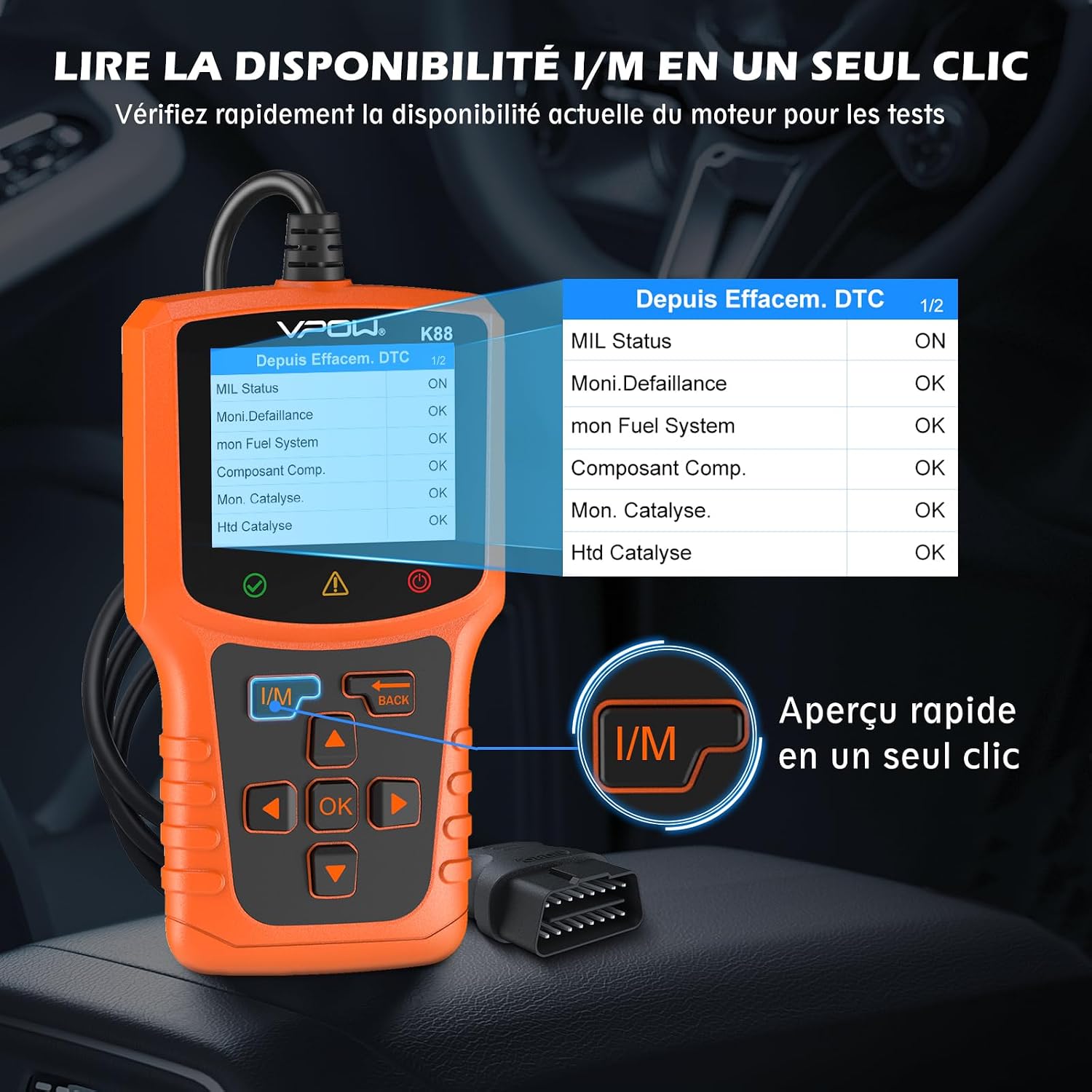 Detalle 2 de VPOW OBD2-diagnosescanner met kleurenscherm van 2,8 inch en livegegevens