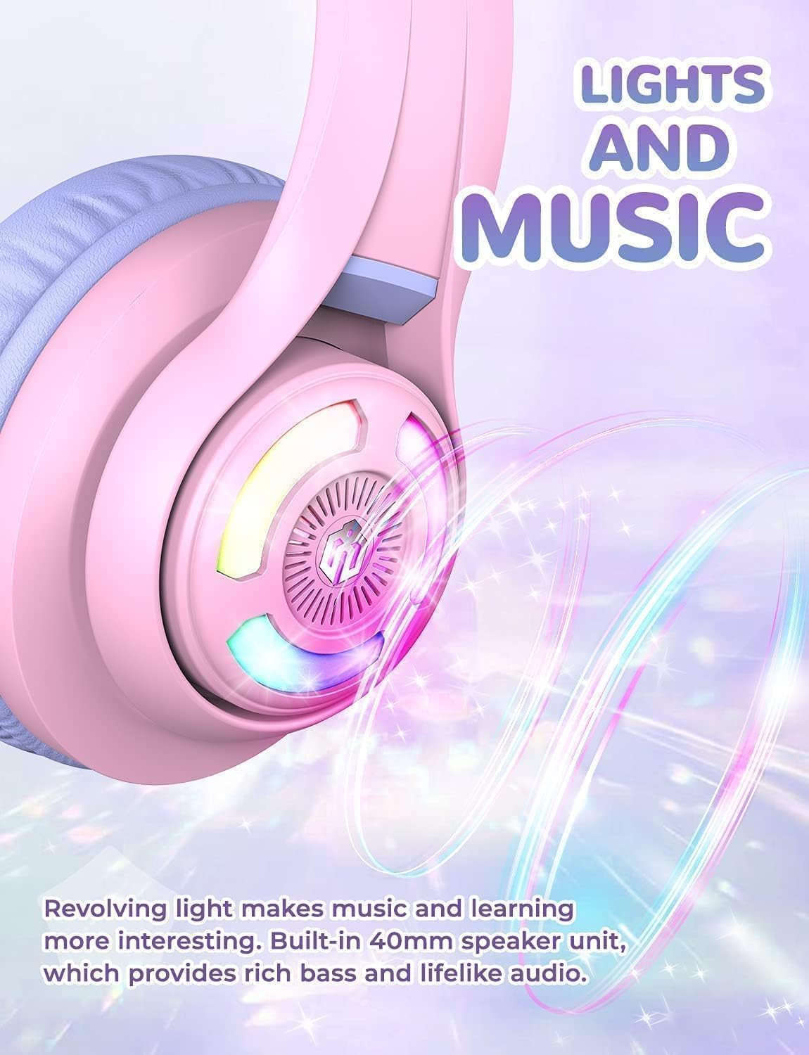 Detalle de iClever kids headphones Bluetooth 5.3