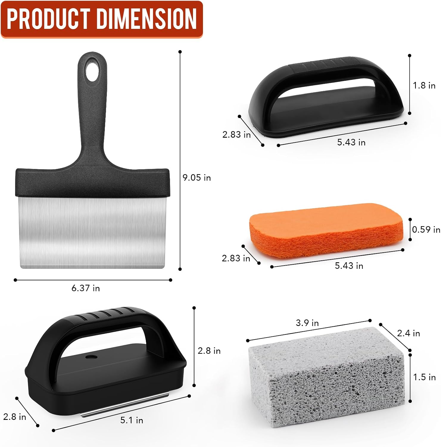 Thumbnail 4 de AWEASROY NJ-GC06 Griddle Cleaning Kit with Pumice Stone, Scraper and Brush